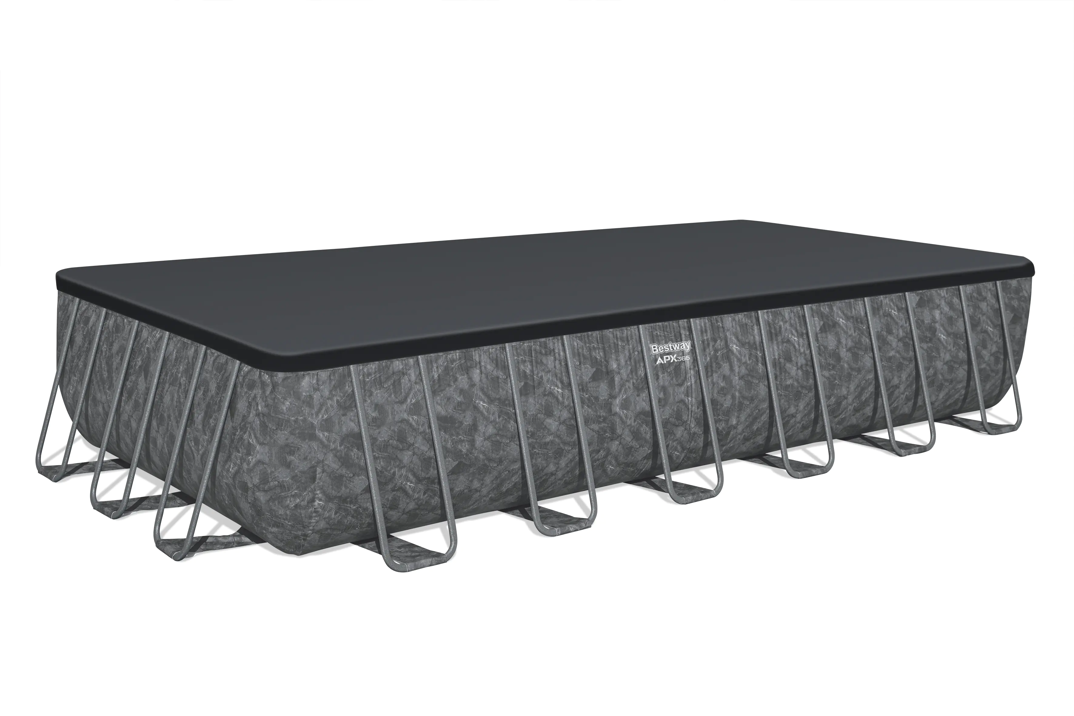 Bestway Winterfestes Frame Pool APX365 Komplett-Set mit Sandfilteranlage 732 x 366 x 132 cm marmor-optik eckig