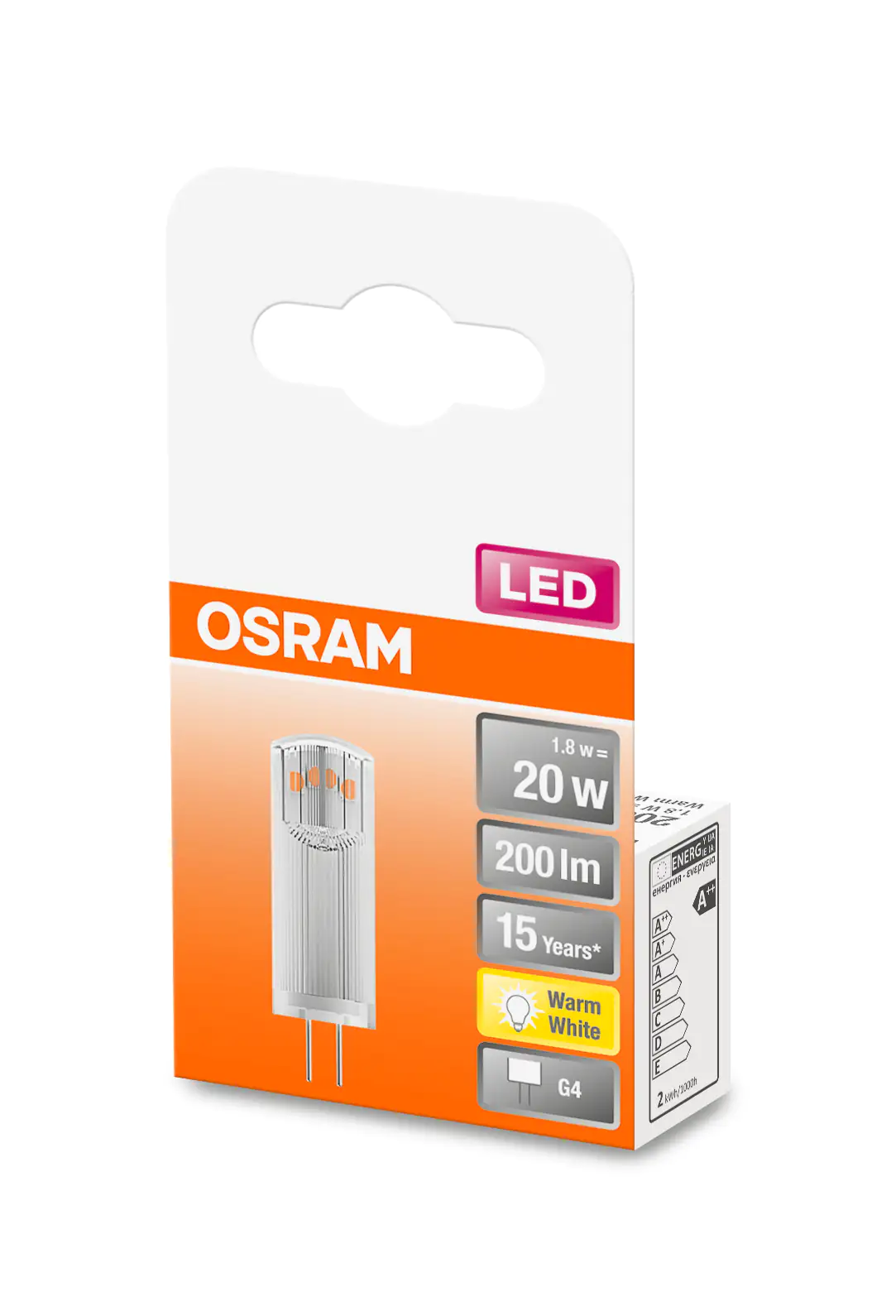 Osram LED Stiftsockellampe Pin G4 1,8W warmweiß, klar