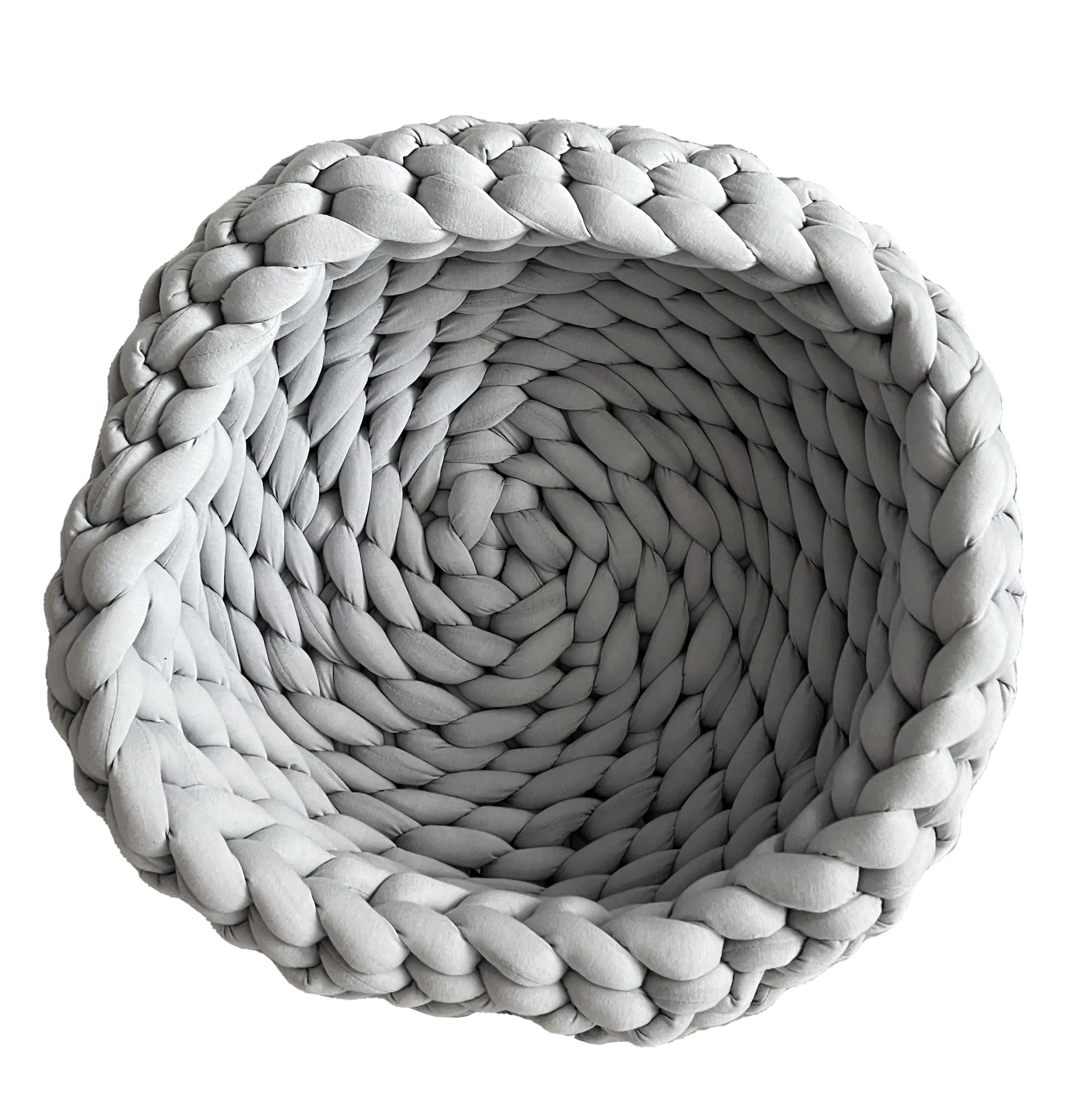 Katzenkorb Grobstrick geflochten 50 x 50 x 15 cm grau