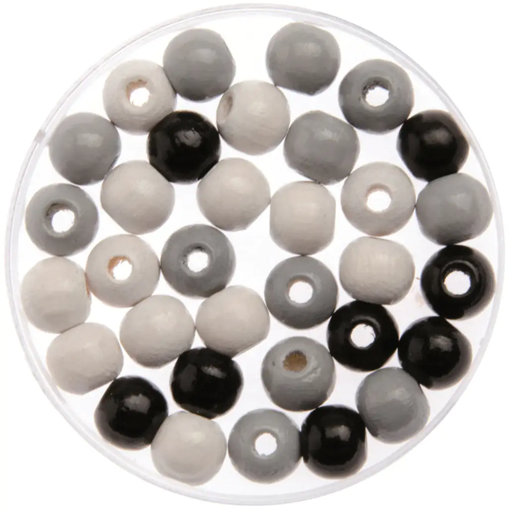 Glorex Holzperle schwarz/grau/weiß 8 mm - 80 Stück