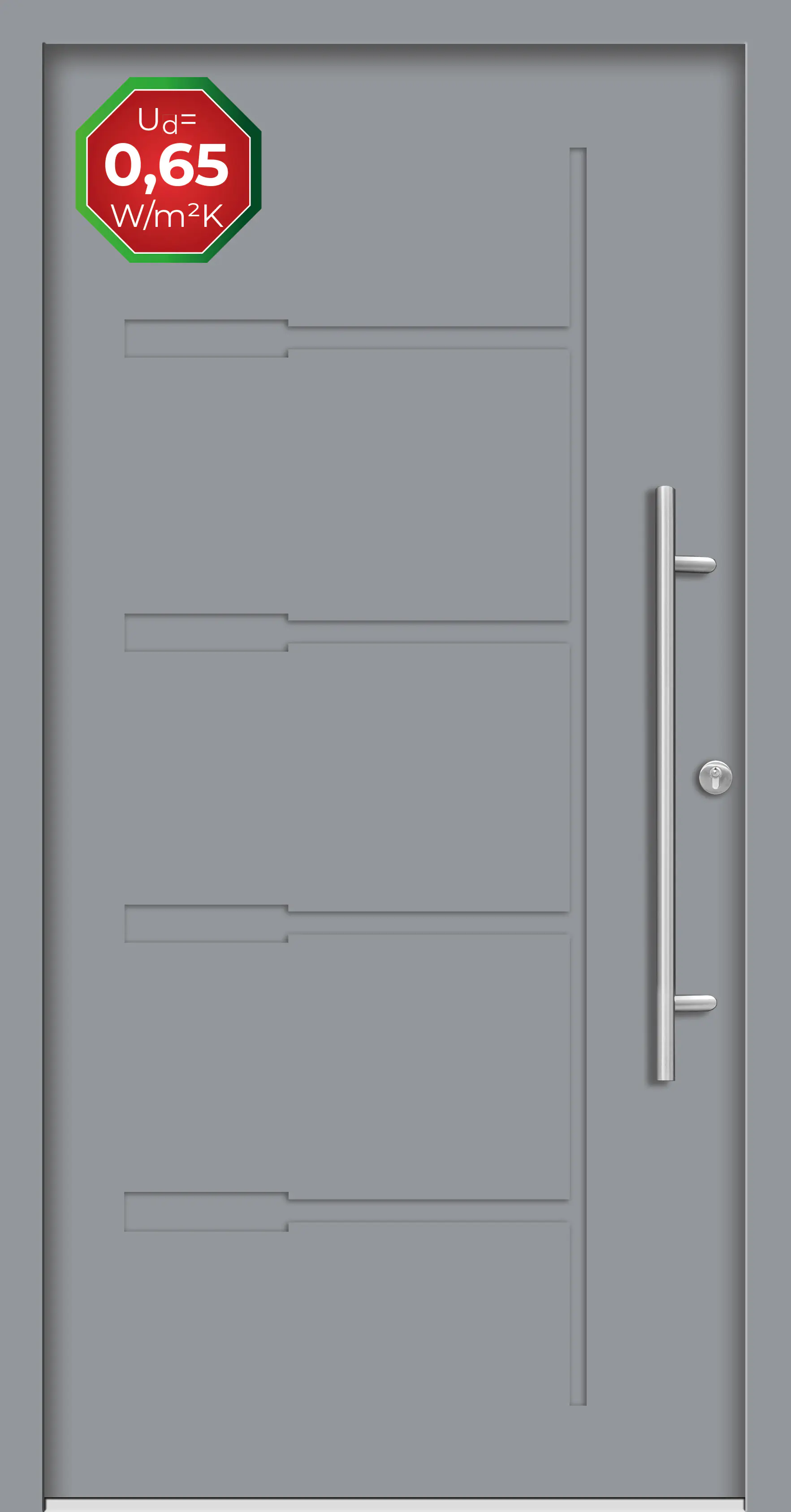 Splendoor Haustür Passivedoor Premium H1 Grau DIN Rechts 110 x 210 cm