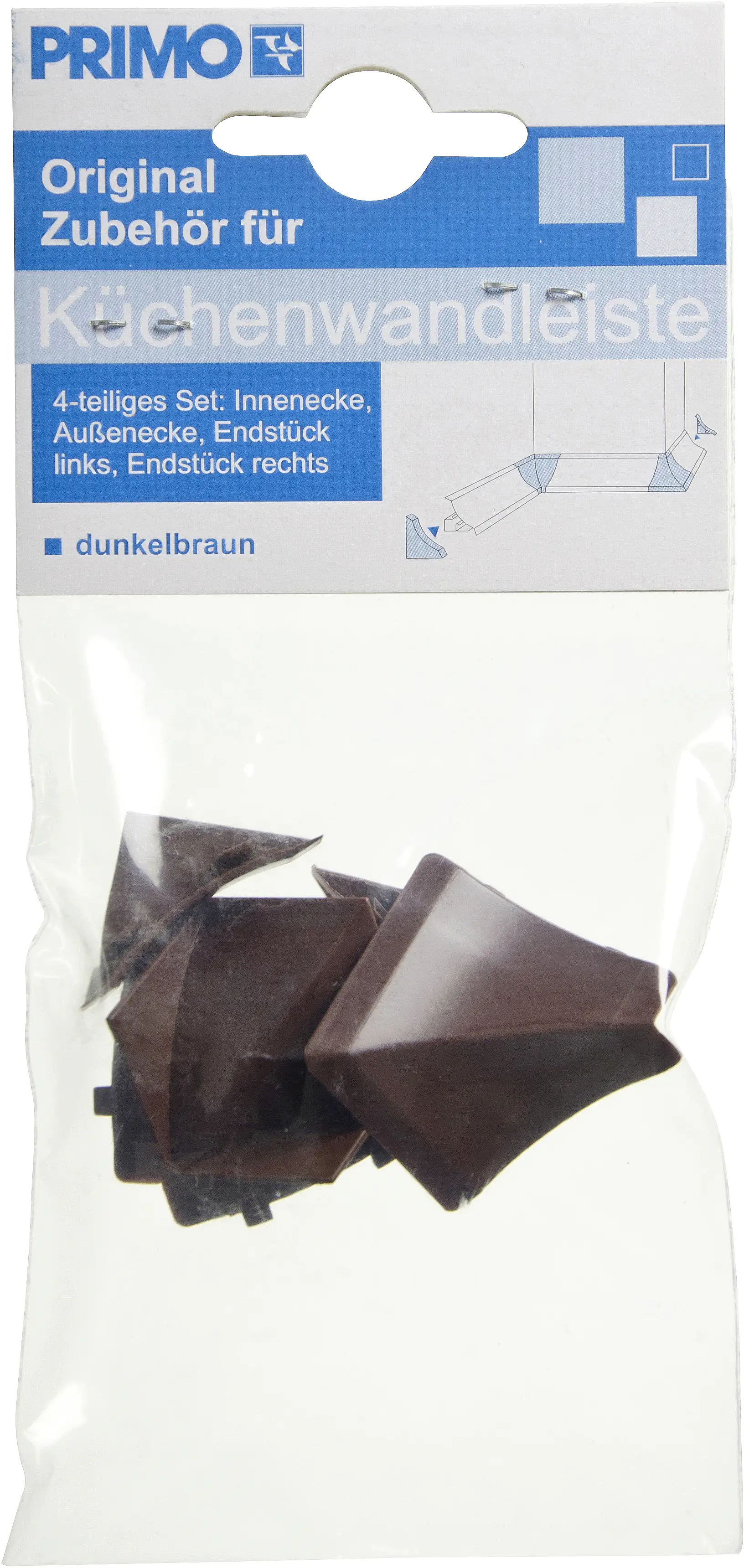 Primo Zubehörset für Wandanschlußleiste dunkelbraun, 4 teilig