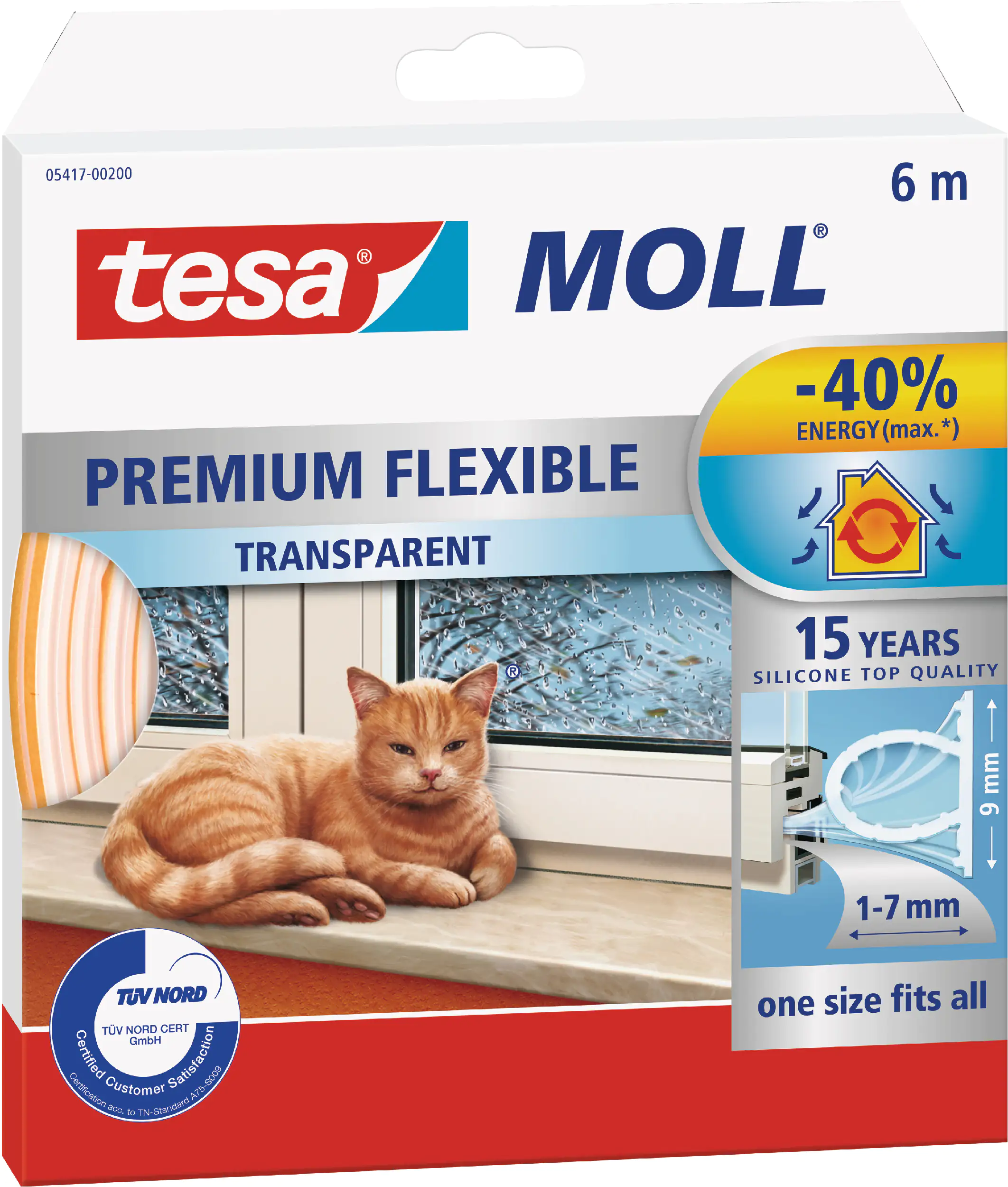 tesa Moll Dichtungsprofil Super Flex 6 m, transparent