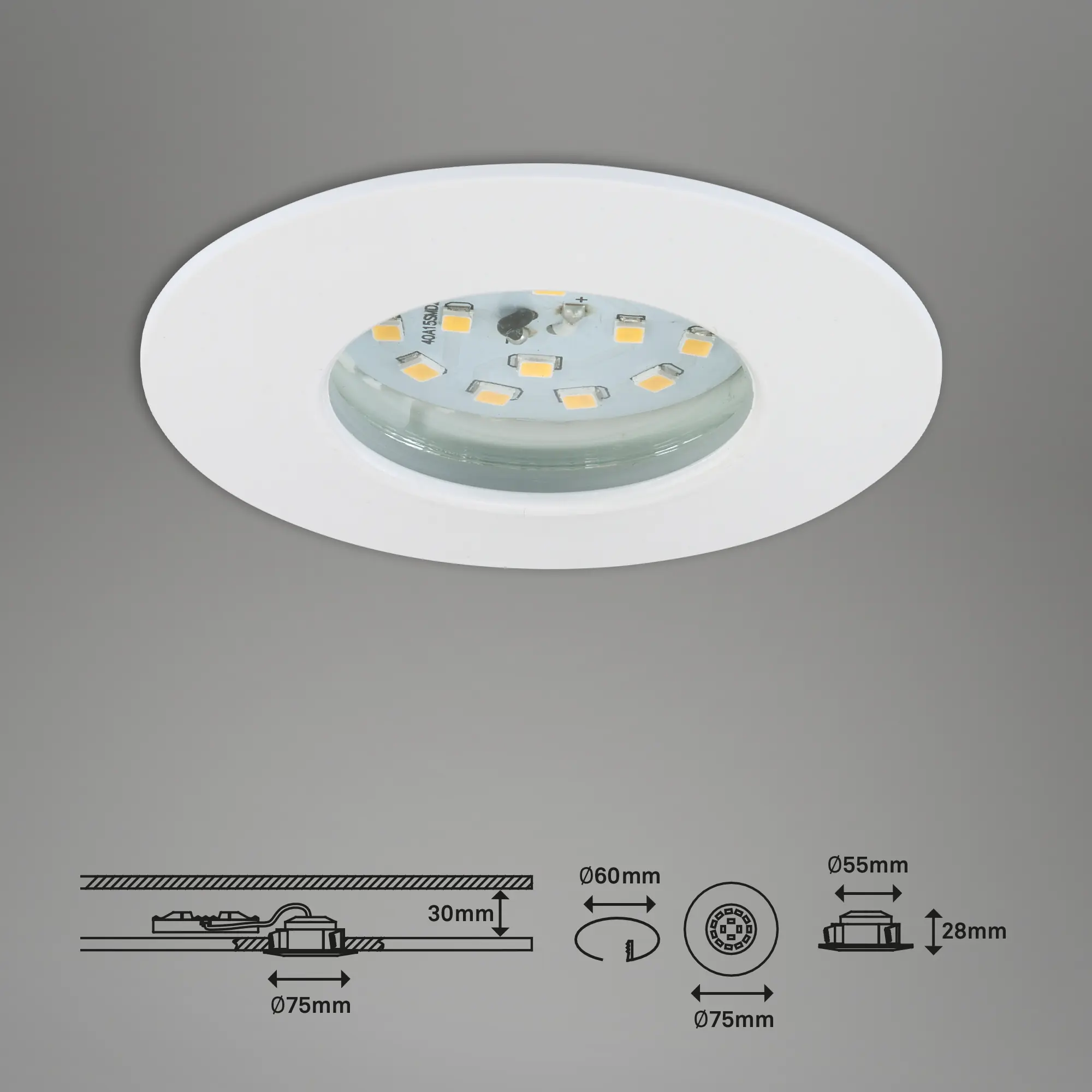 Briloner 3er Set LED Einbauleuchten Attach weiß Ø 7,5 cm