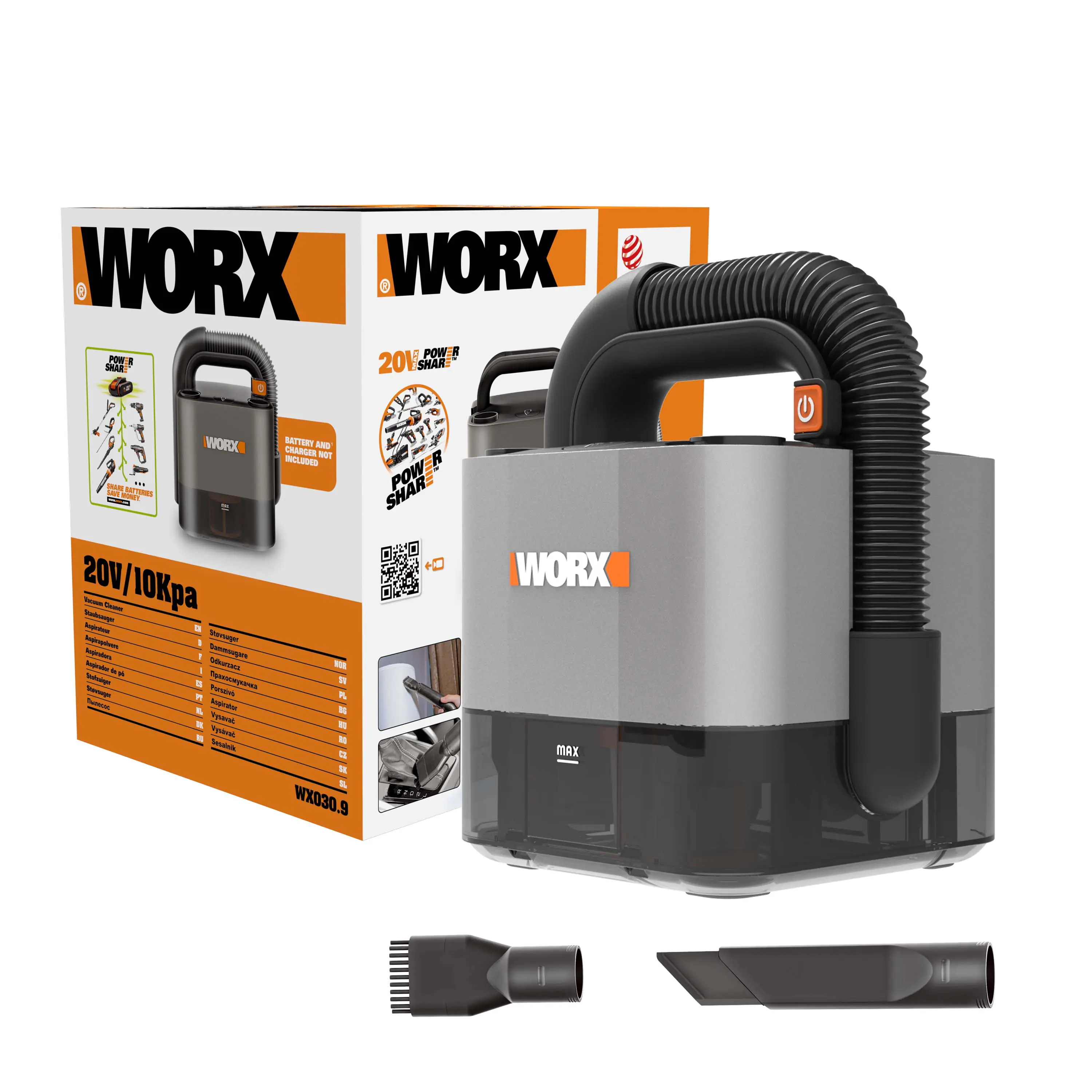 Worx Akku-Autostaubsauger WX030.9 20 V Solo