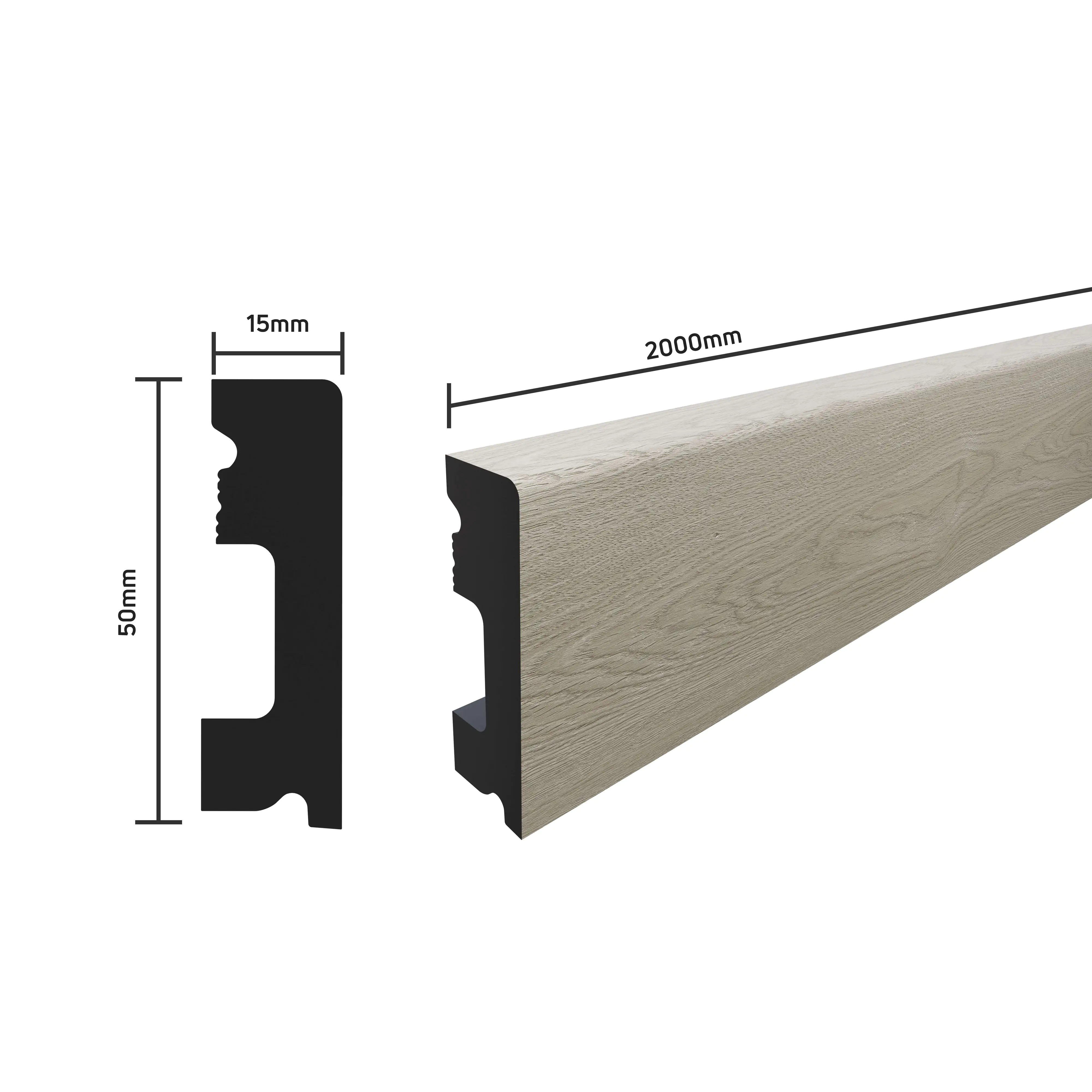 SELITSTYLE Sockelleiste FBL50 Eiche Exklusiv 2000 x 50 x 15 mm wasserfest