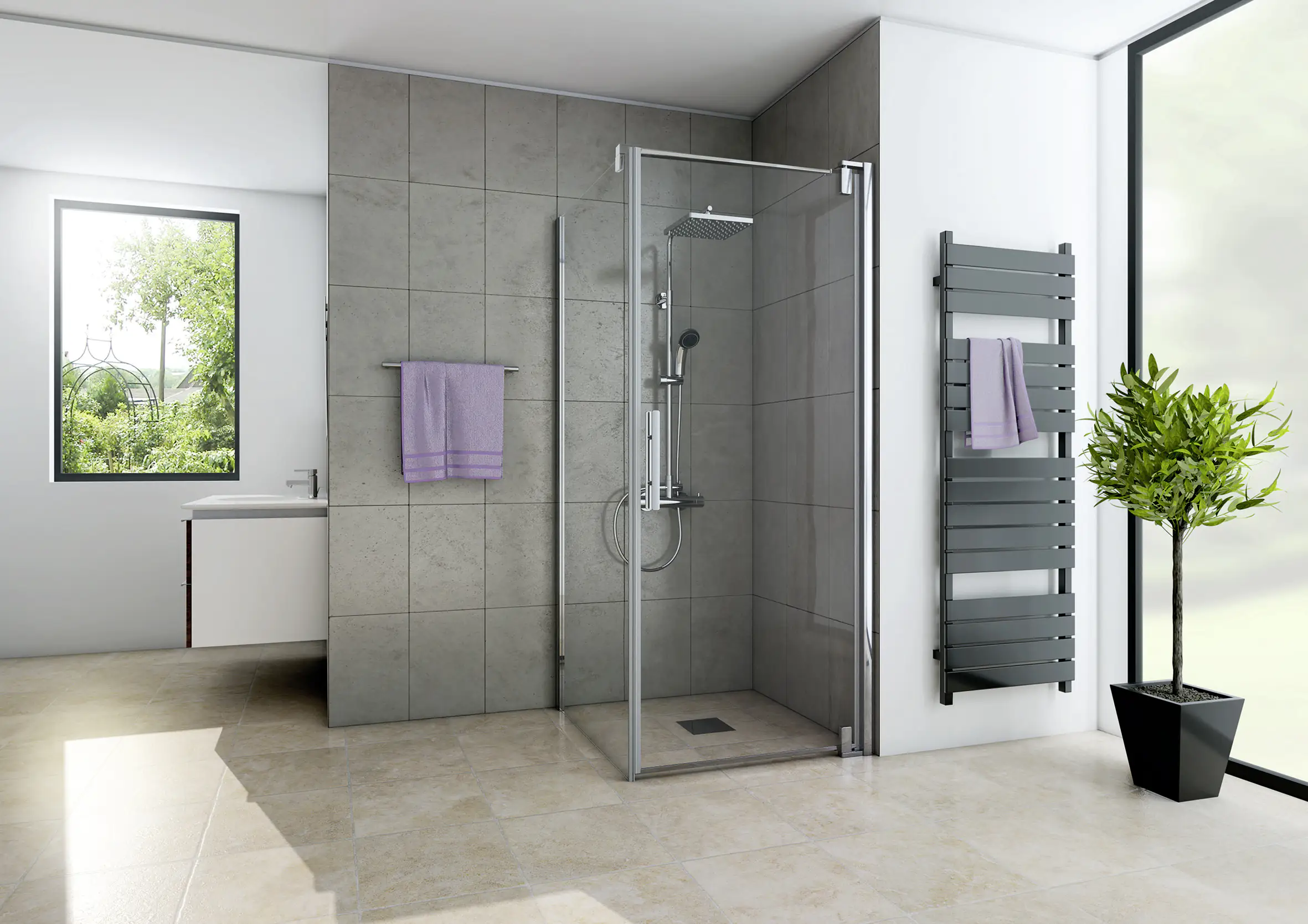 Breuer Europa Design Duschtür zu Glaswand 90 x 200 cm, rechts, alu chromeffekt, Klarglas hell