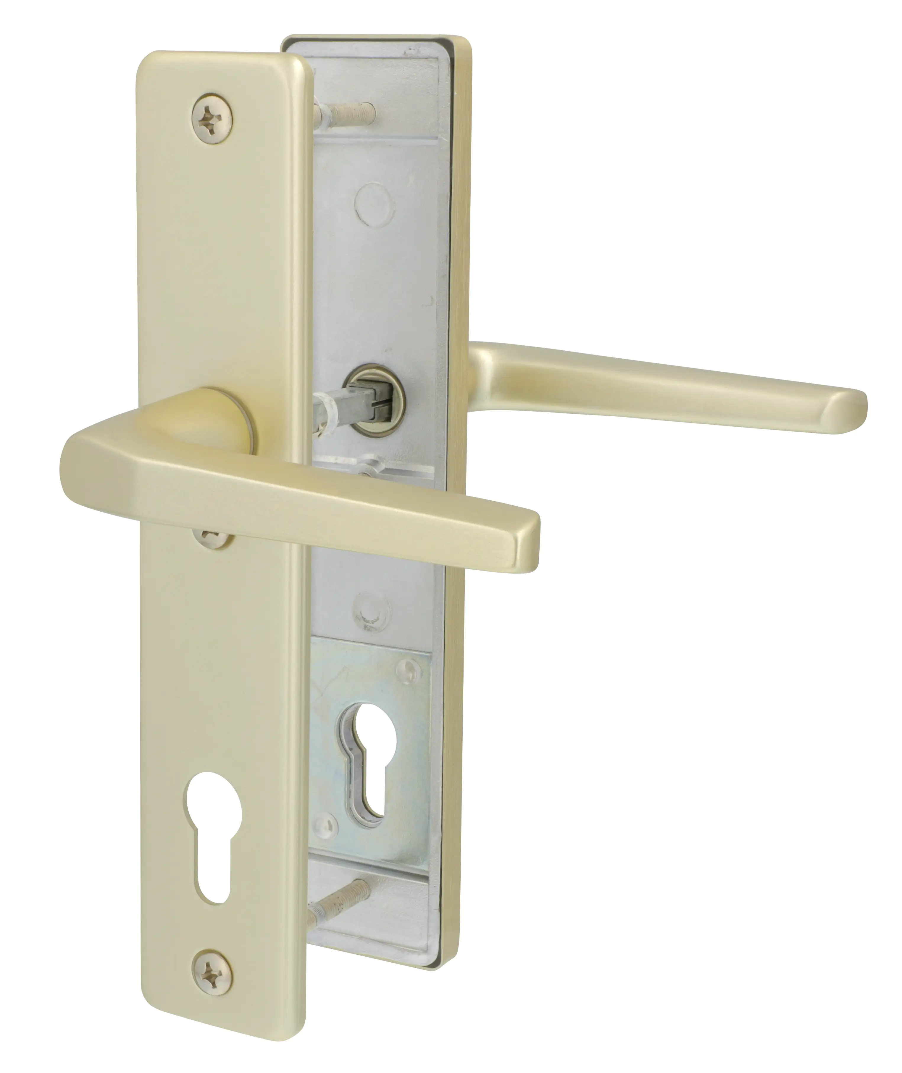 Alpertec Schutzbeschlag Tira Drücker/Knopf Aluminium neusilber 92 mm