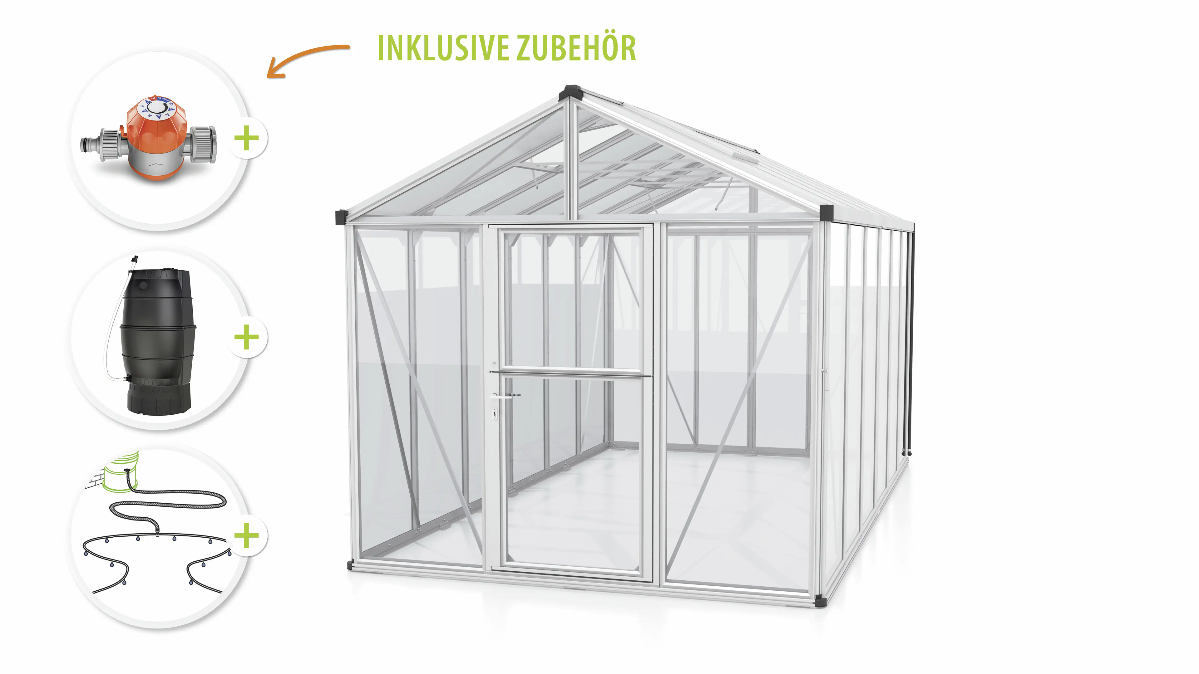 Vitavia Gewächshaus-Set Zeus 11900 ESG/HKP alu 266 x 398 cm 