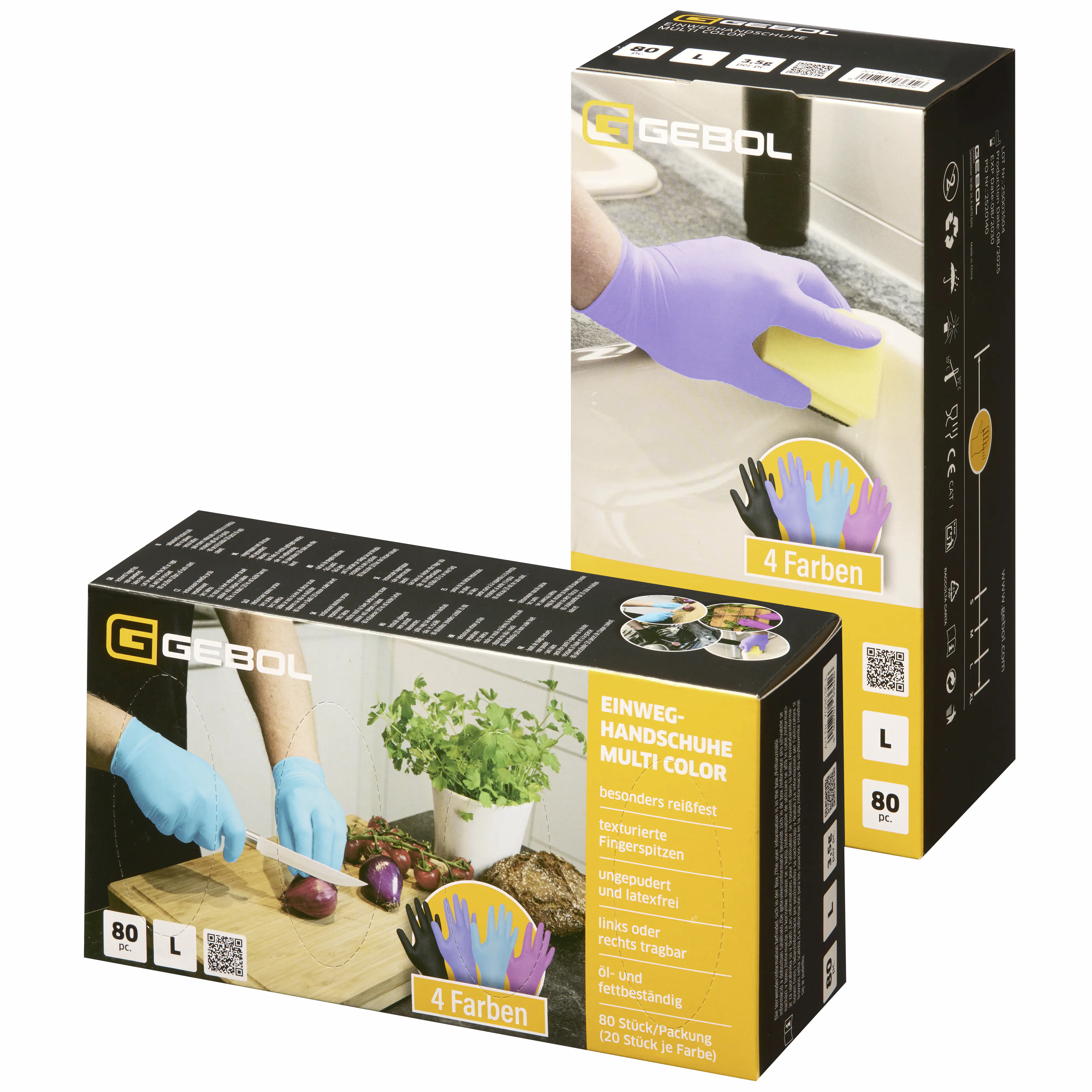 Gebol Einweghandschuhe ungepudert Gr. S Multi Color 80 Stück