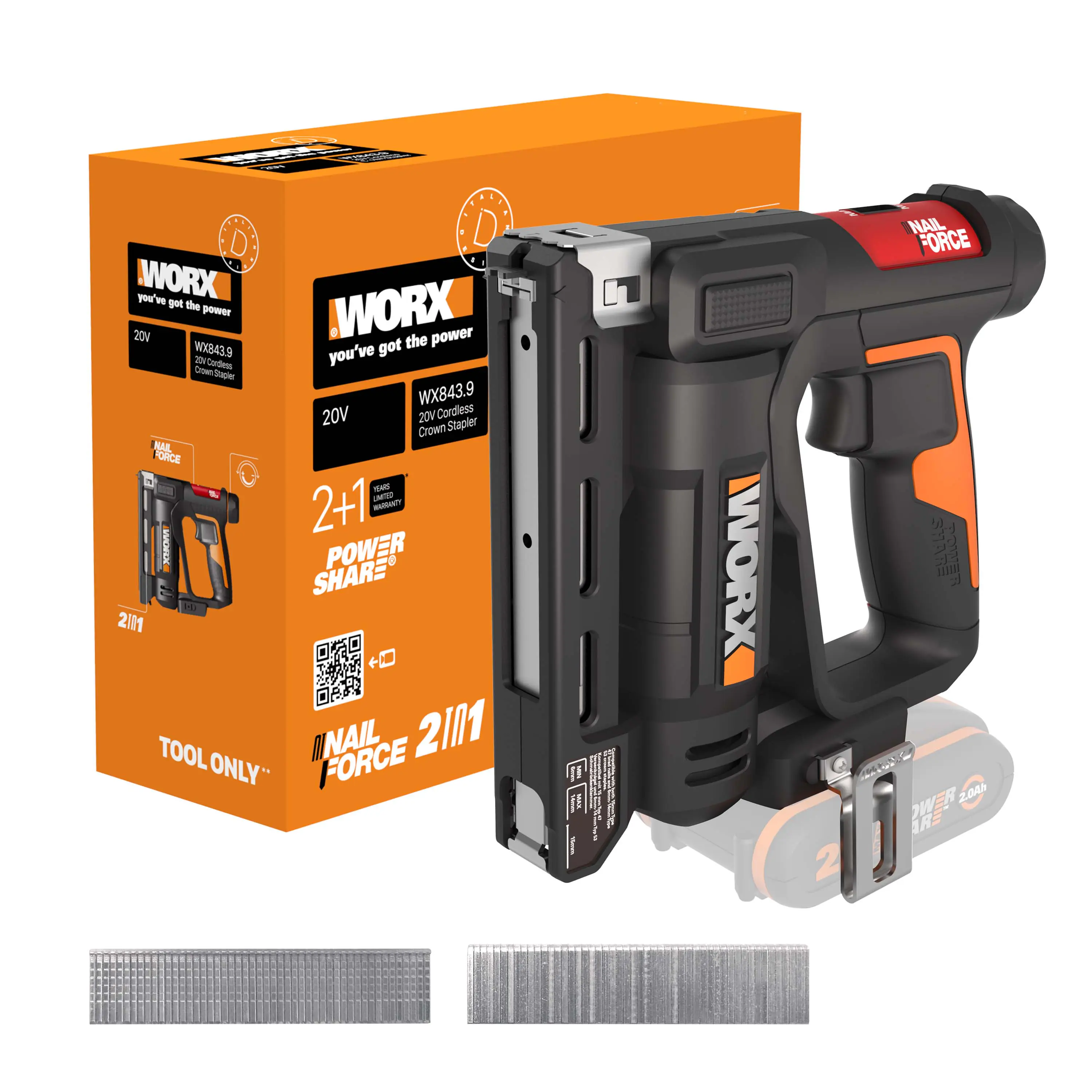 Worx Akku-Nagler & Tacker Nailforce WX843.9 20 V Solo