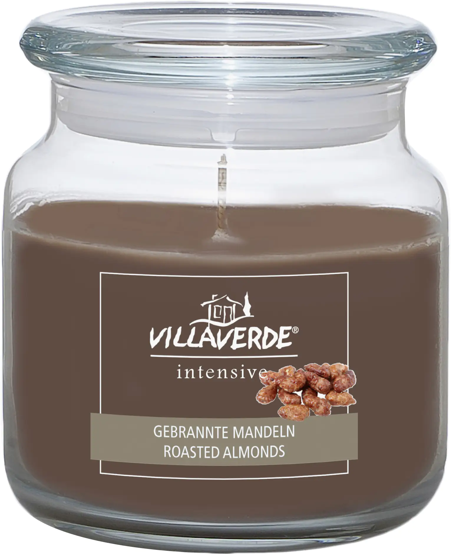 Villa Verde Duftkerze im Glas m. Deckel Gebrannte Mandeln, H:10 cm, Ø 10 cm
