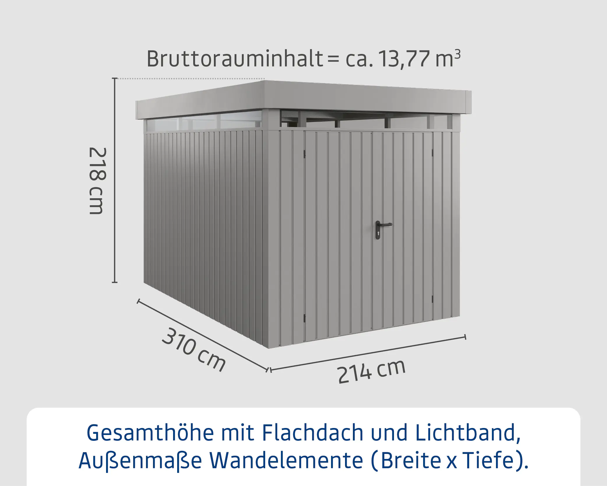 EcoStar Metallgerätehaus Euroline EFD7 LB graualuminium 214 x 310 cm 2-flg.