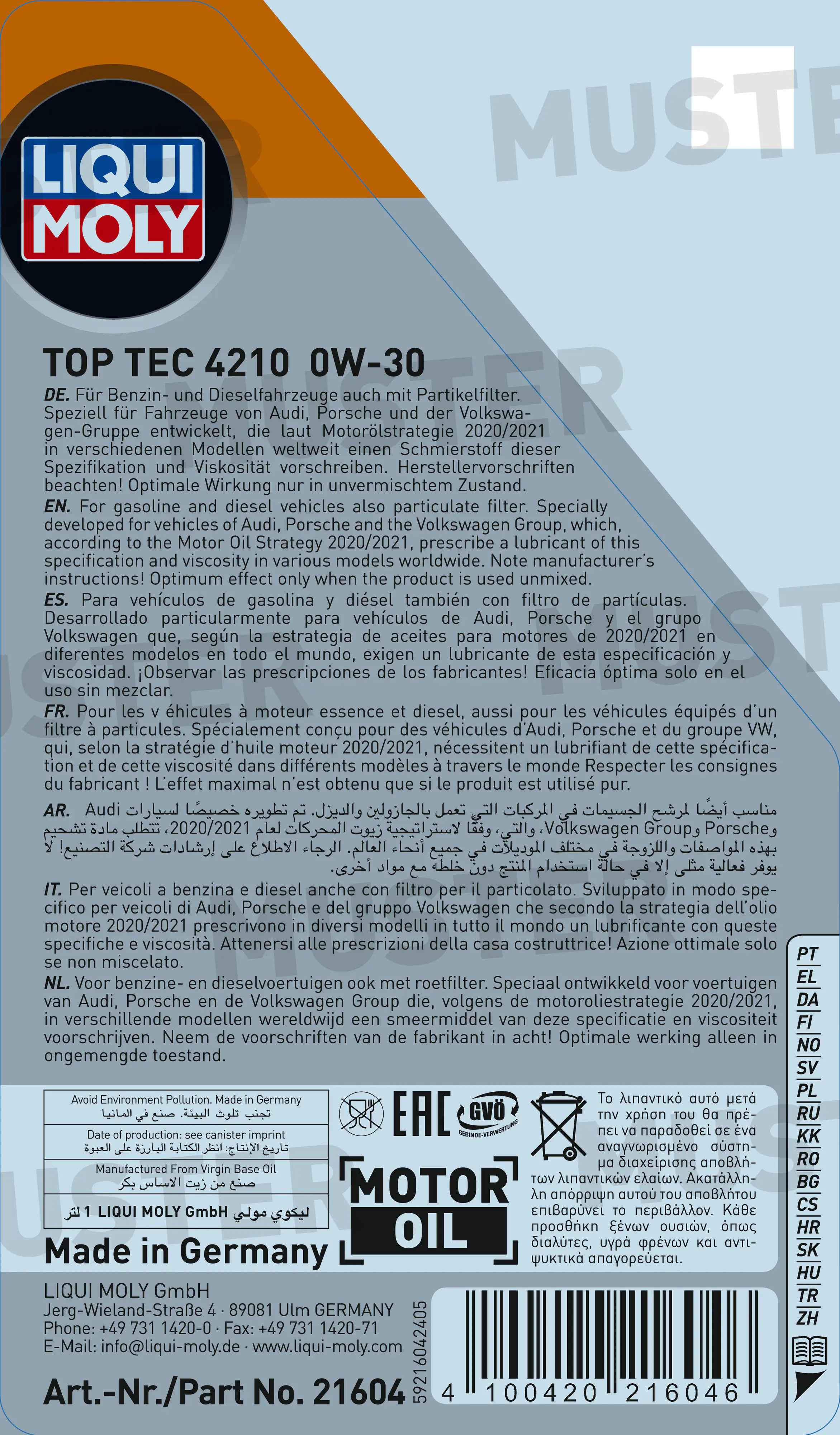 Liqui Moly Motoröl Top Tec 4210 0W-30 1 L