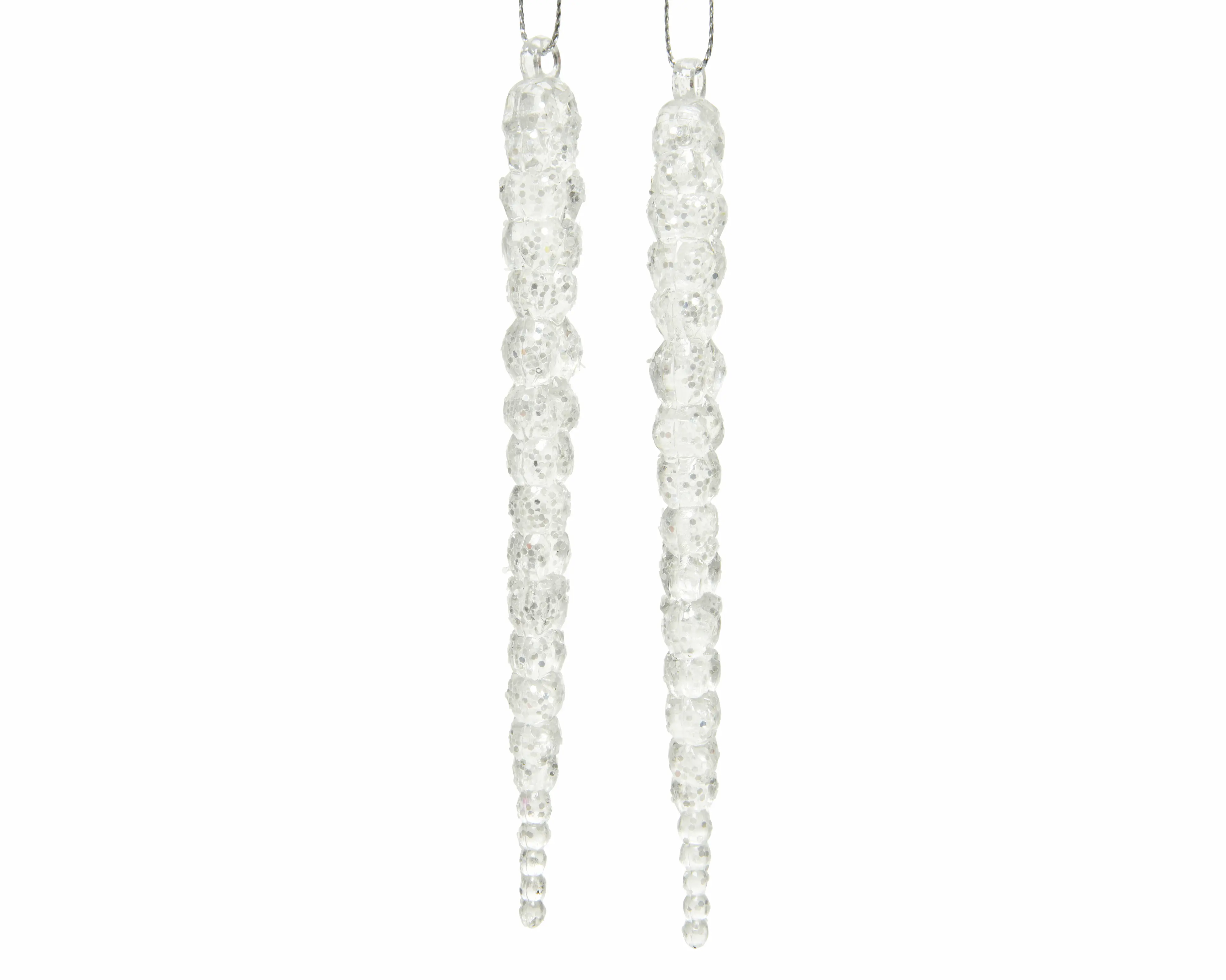 Decoris Weihnachtsanhänger Eiszapfen 14,5 x 1,5 cm transparent/silber sortiert