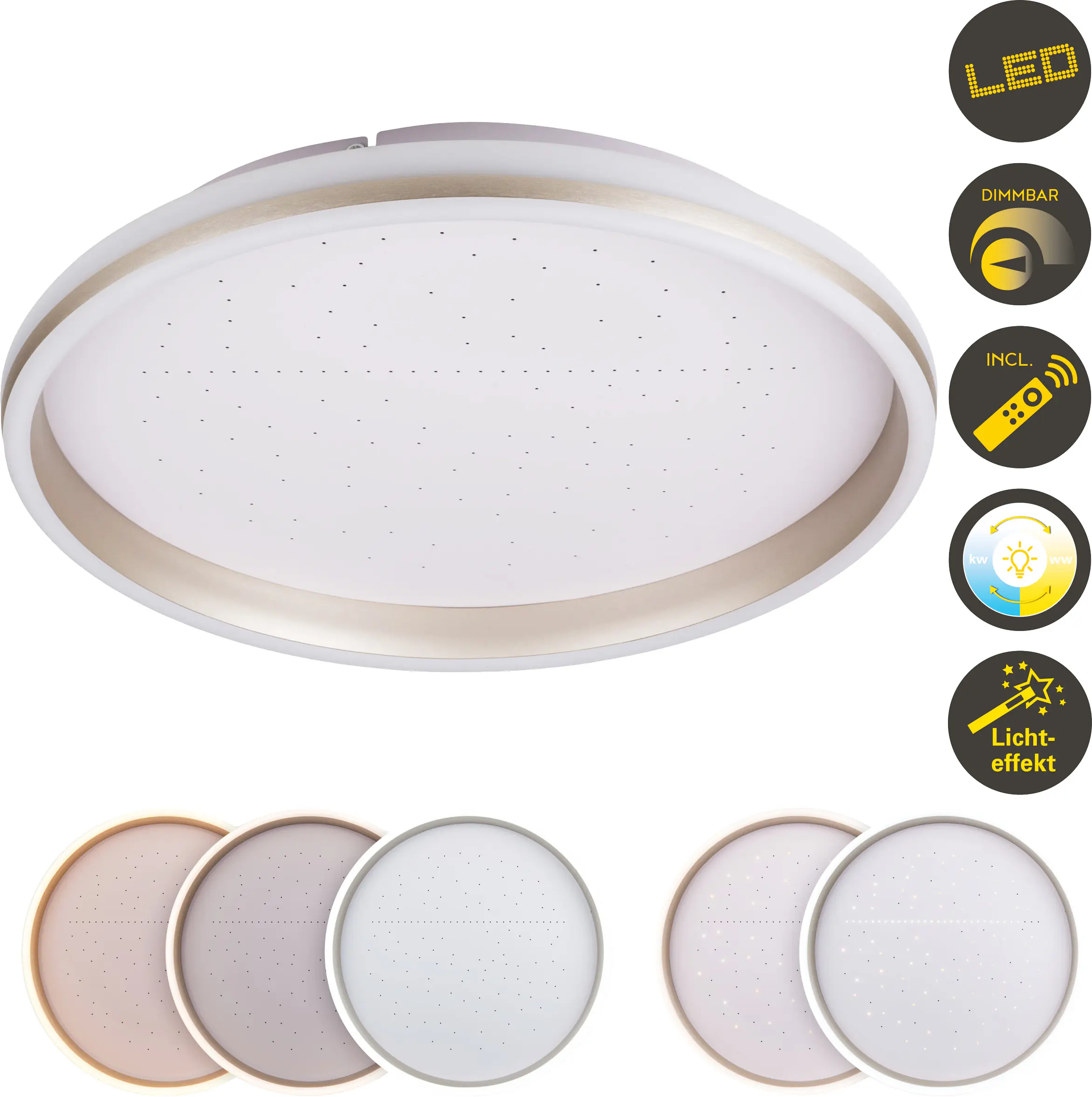 Light & More LED Deckenlampe Meteor 32W weiß-chrom warmweiß-kaltweiß