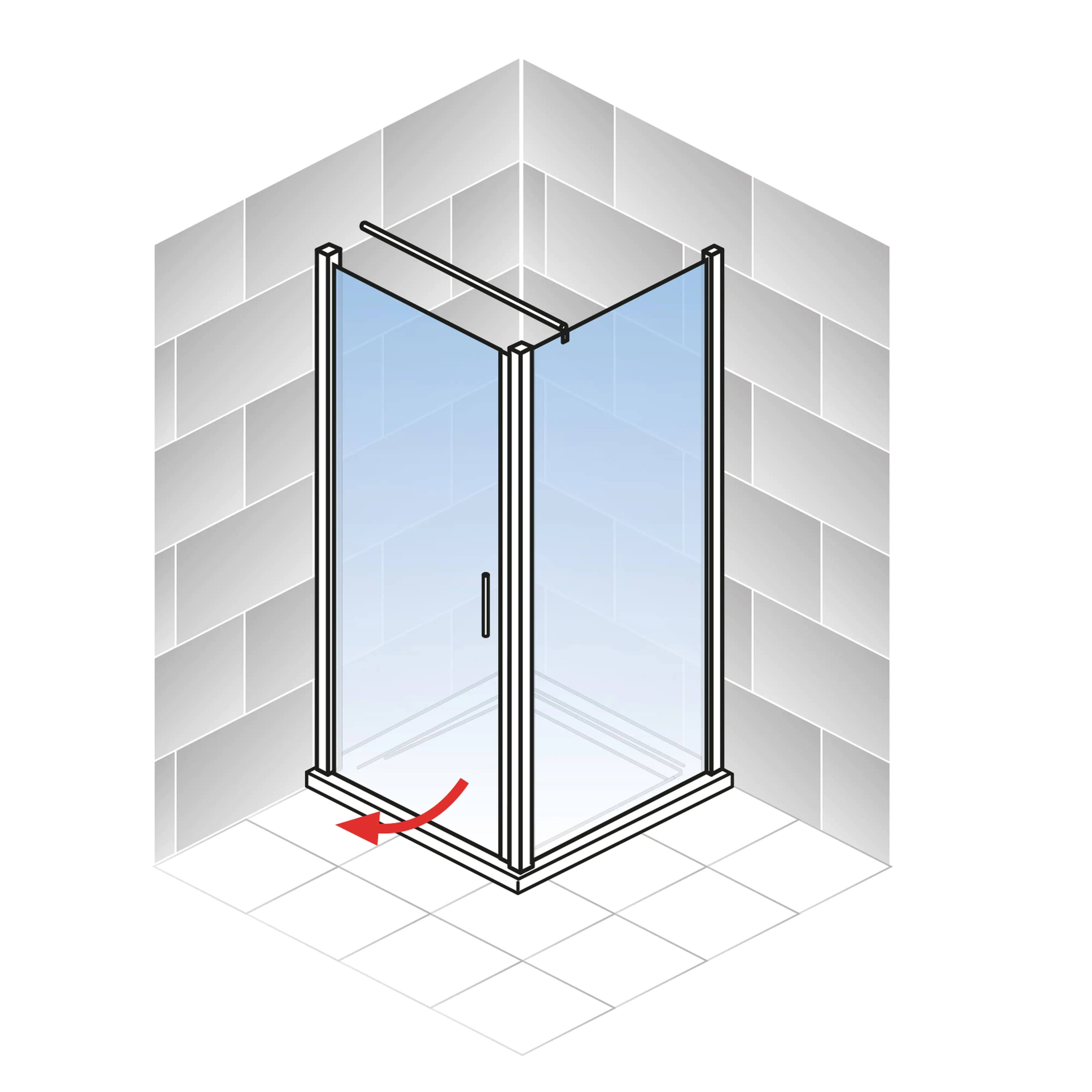 Schulte Drehtür mit Seitenwand 90 x 90 x 200 cm Trend 2.0 mattschwarz