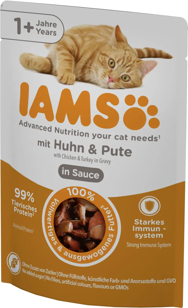 Iams Advanced Nutrition Katzennassfutter Adult 85 g  Huhn & Pute in Sauce