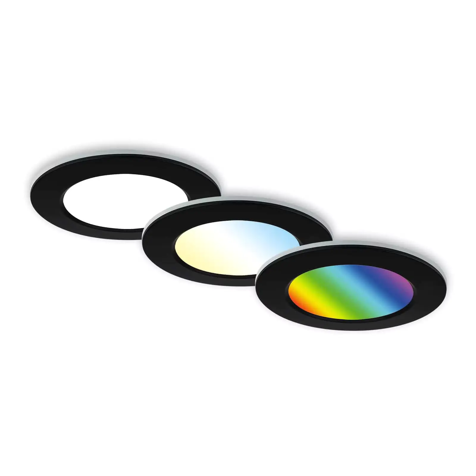 Di-Ka LED Einbauleuchte Fungo RGBW 3er Set schwarz Ø 9,2 cm 4,8 W dimmbar