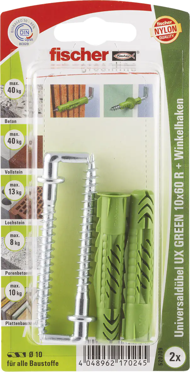 Fischer Universaldübel-Set UX green 10.0 x 60 mm - 2 Stück
