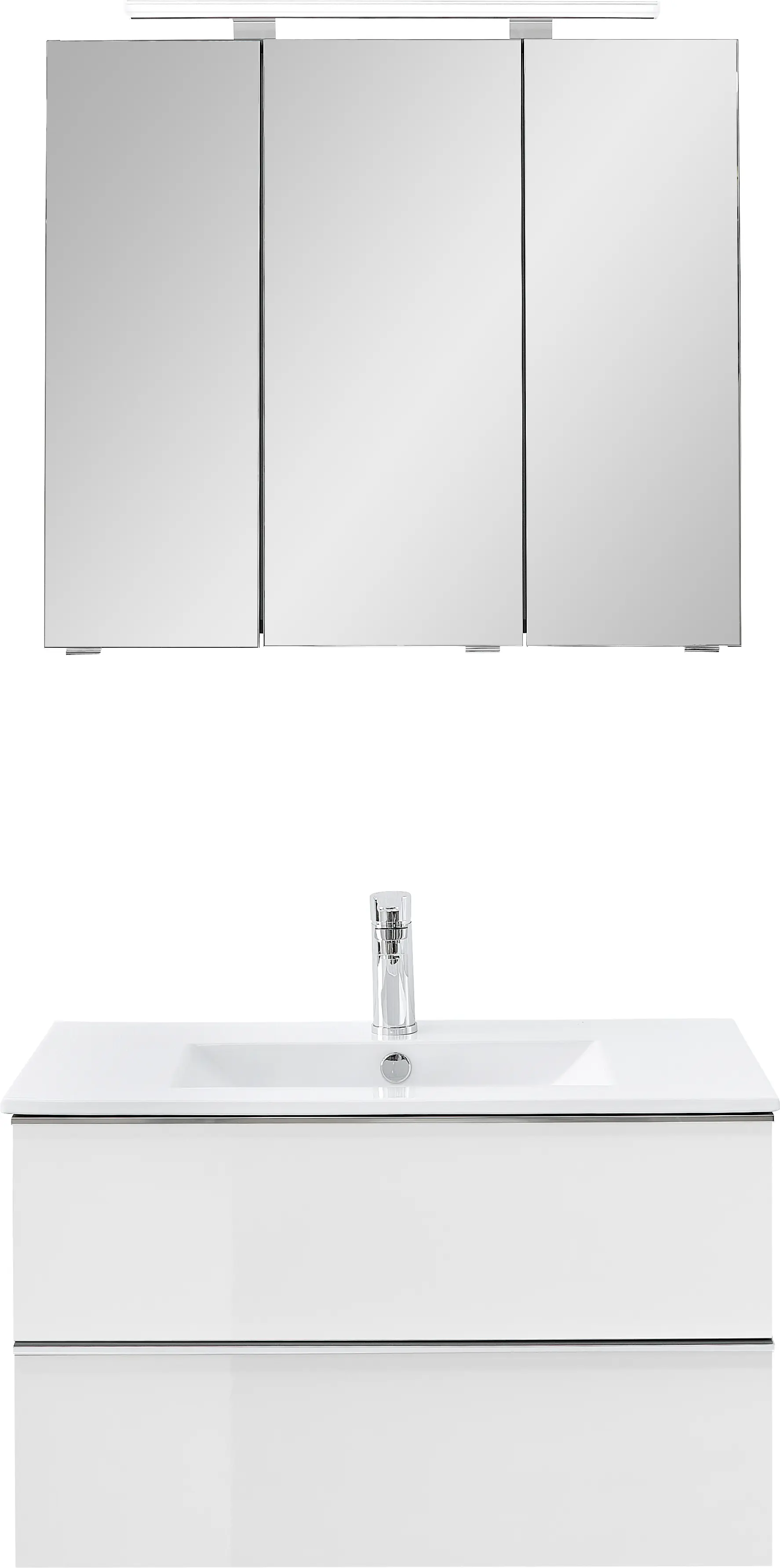 Primaster Bad-Set Düsseldorf weiß 81 cm LED-Leuchten, Keramikwaschtisch