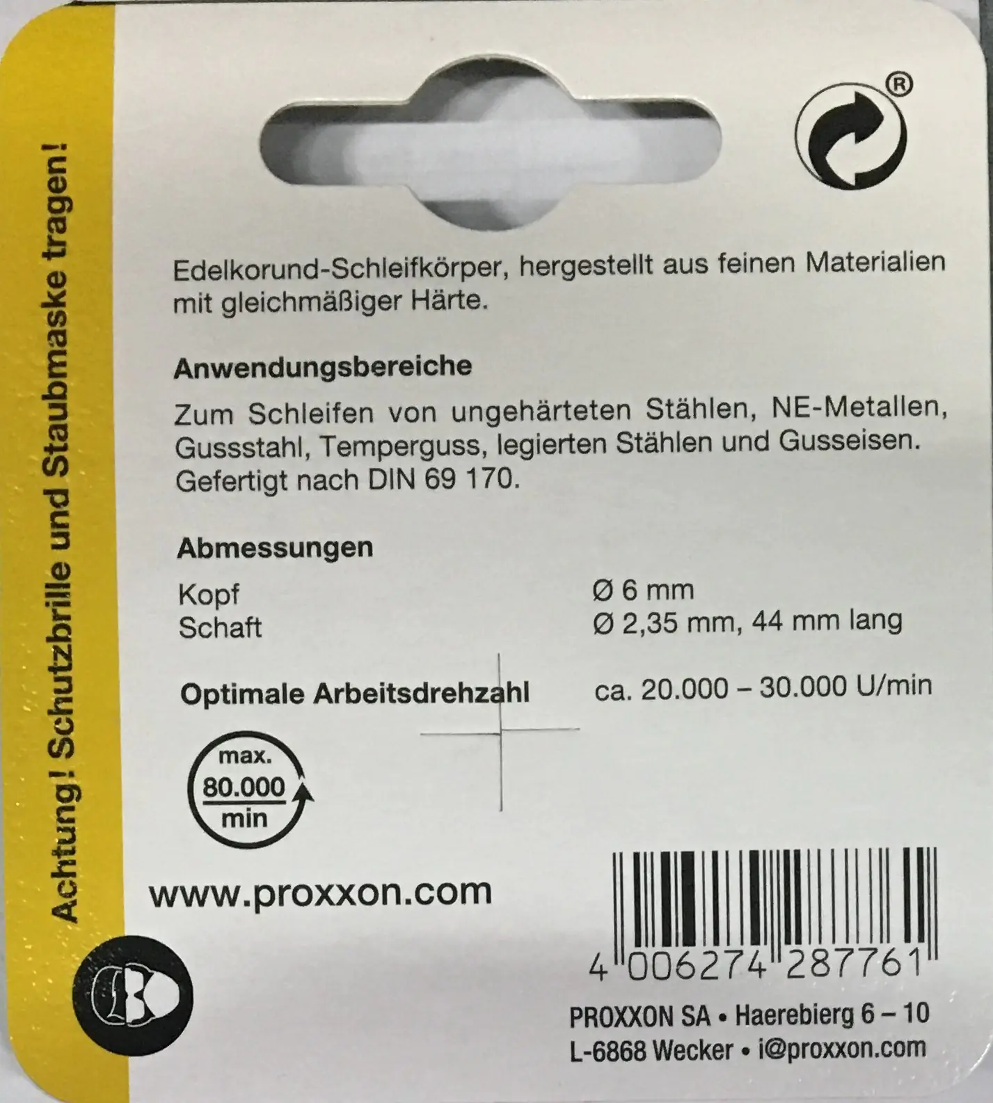 Proxxon Micromot Edelkorund-Schleifkörper 6 mm