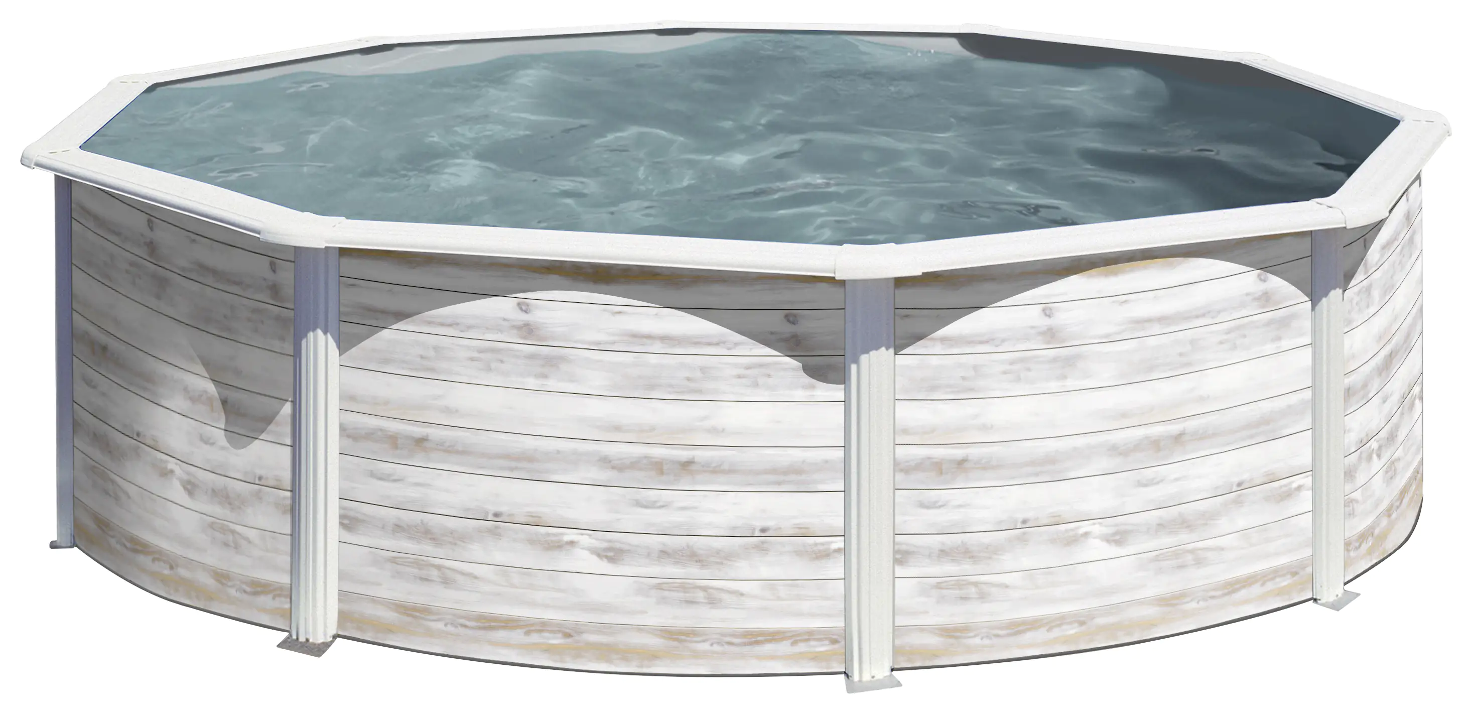 Gre Stahlwandpool Finnlandia rund Ø 460 x 120 cm Holzdekor weiß