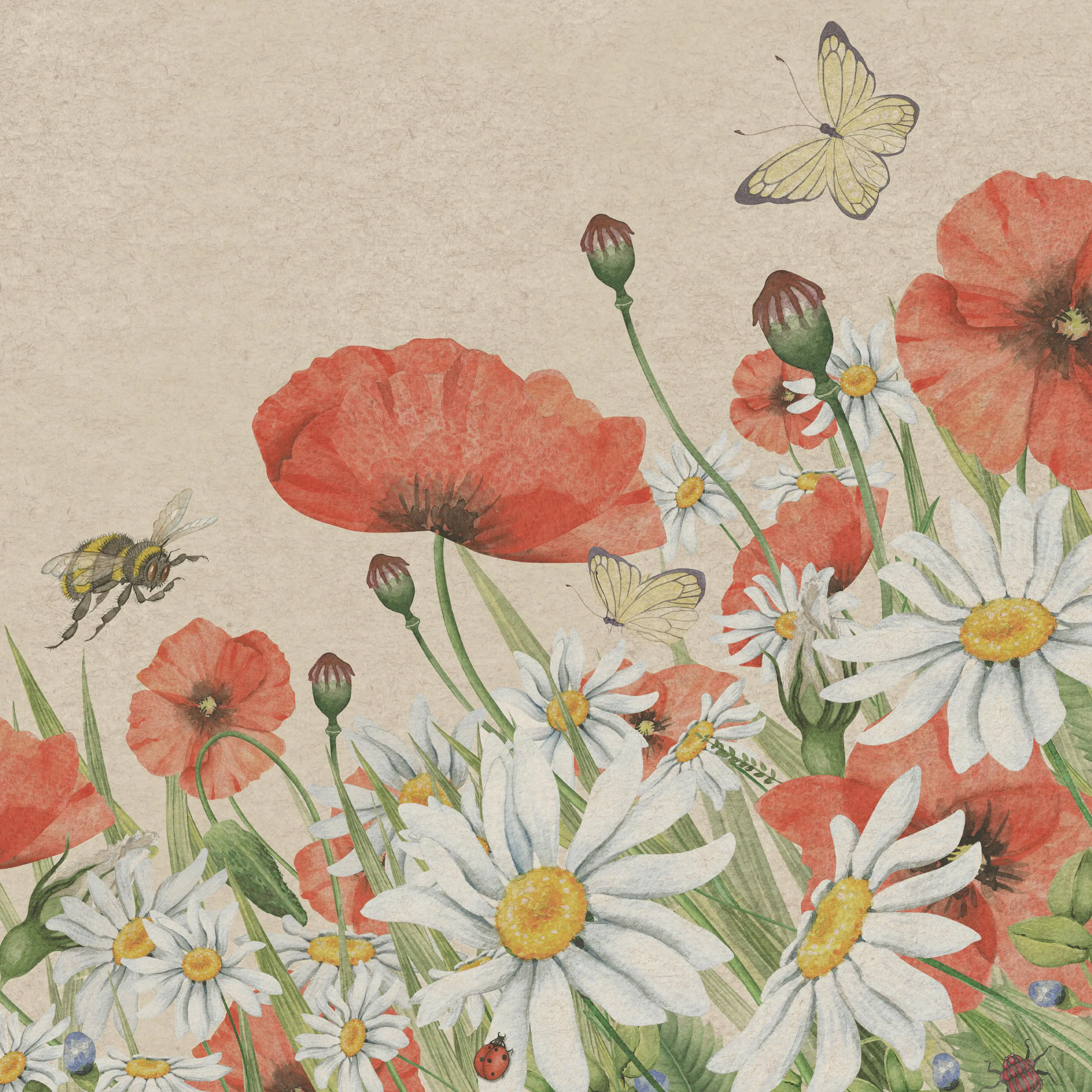 Duni Servietten Floral Poppy 33 x 33 cm - 25er Pack