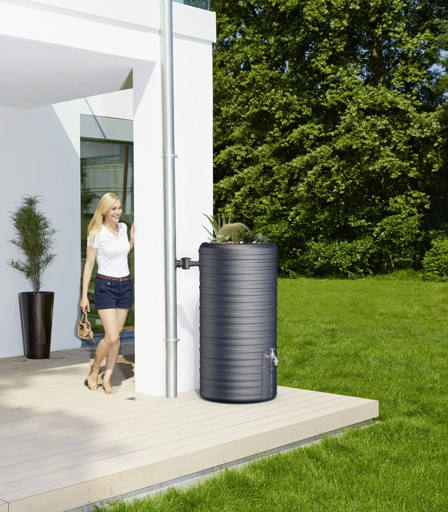 Garantia Regenspeicher Nordic 2in1 300 L graphite grey mit Pflanzschale