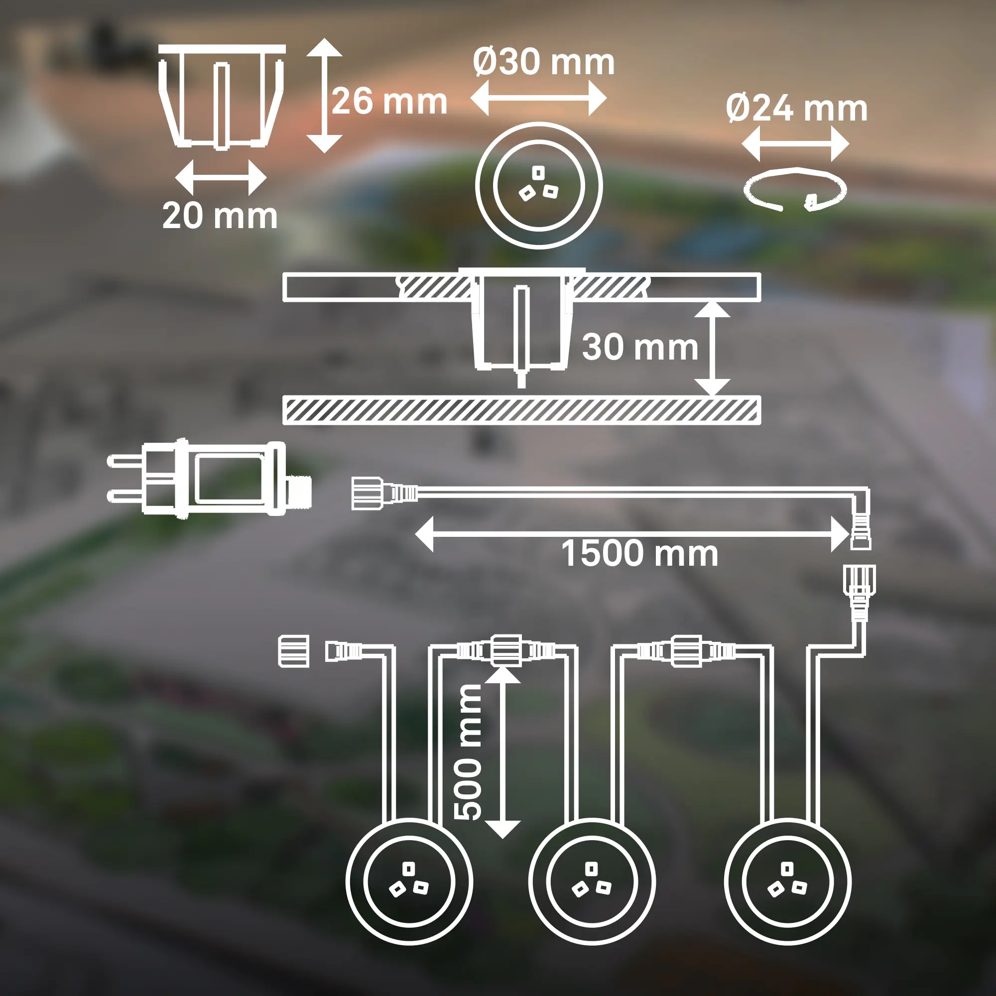Briloner LED Außen-Bodenstrahler Kebony Connect to Shine 3er Starterset 0,6W warmweiß