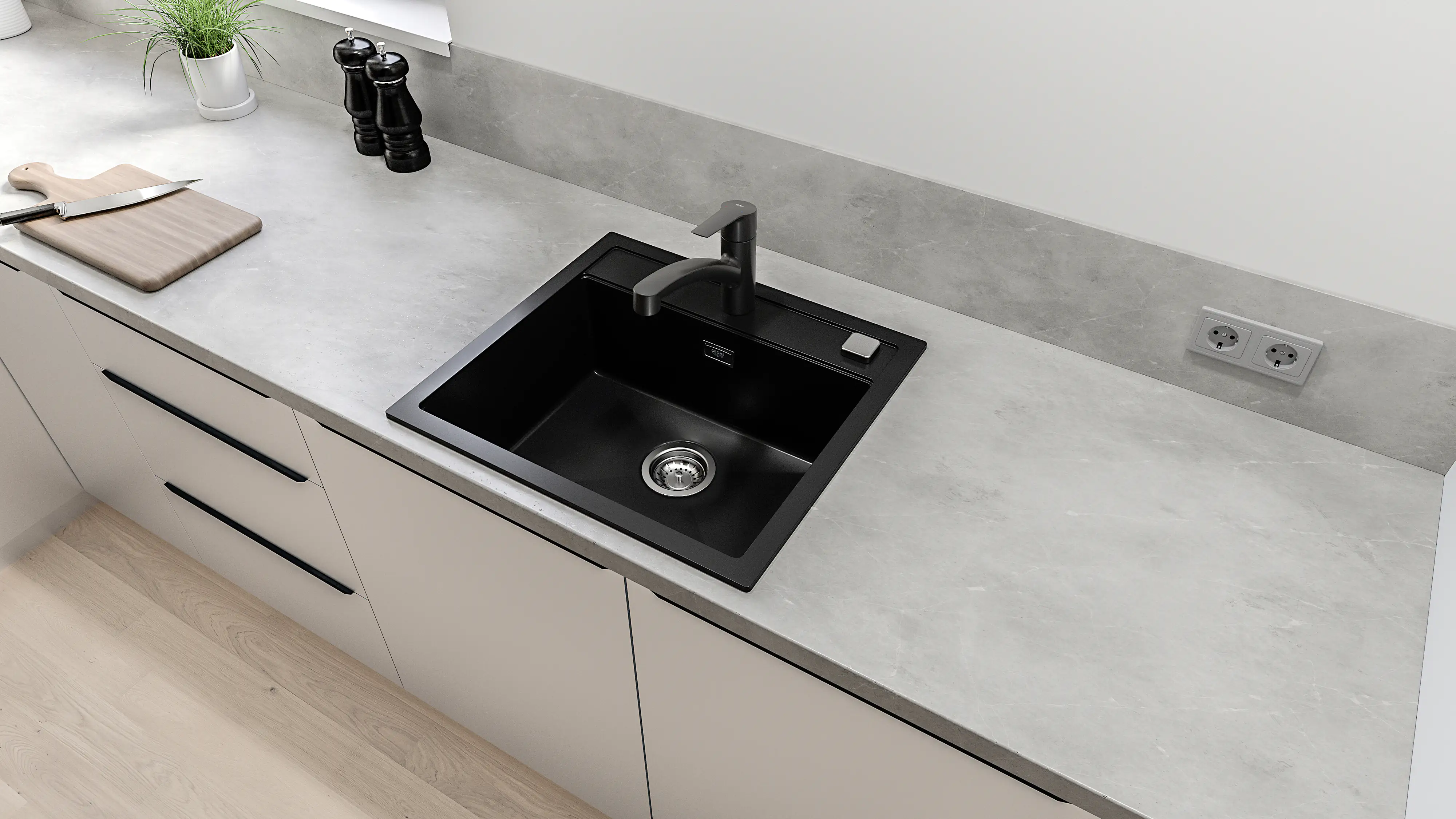 Grohe Quickfix Küchenarmatur START schwarz matt mit Handbrause