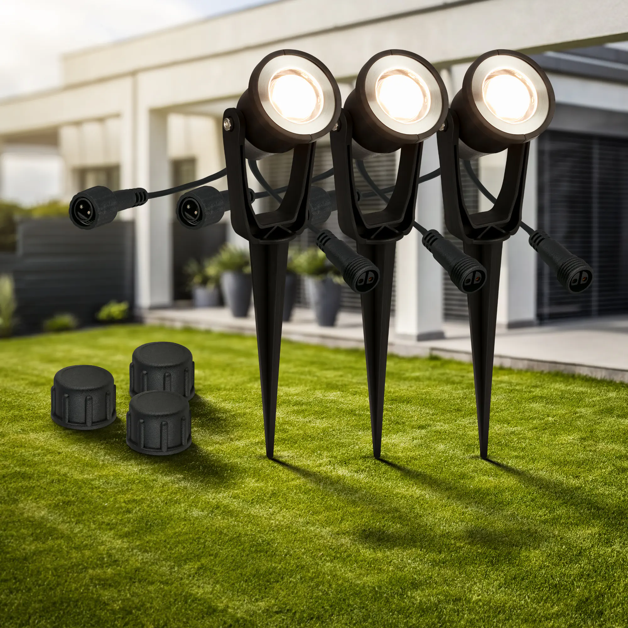 Briloner LED Wegeleuchte Lilis Connect to Shine 3er Erweiterungsset 3x1W warmweiß