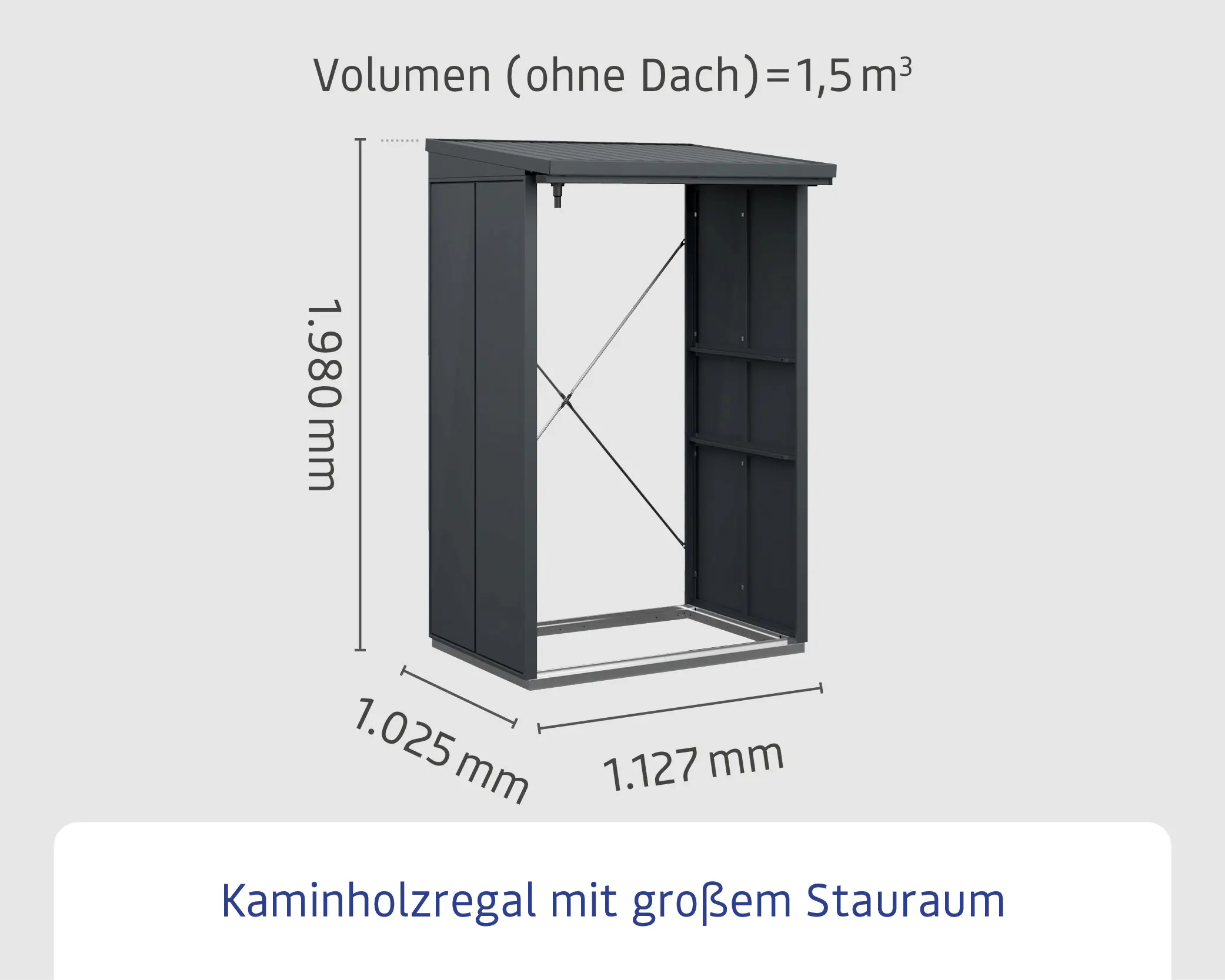 Ecostar Kaminholzregal Elegant-V Typ 1, anthrazitgrau, mit Verstrebung