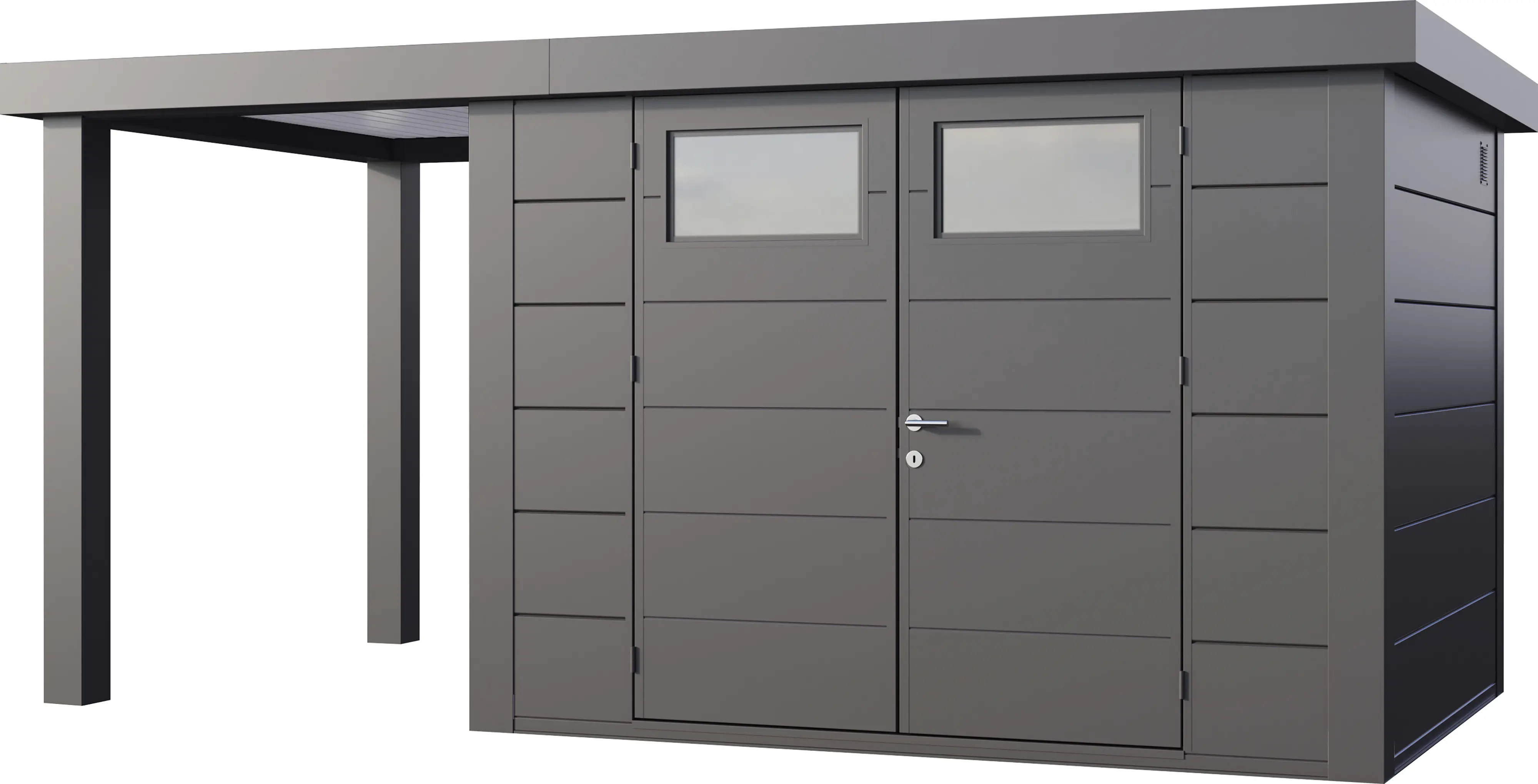 Telluria Gerätehaus Classico Open Lounge S 3024 links granitgrau 466 x 238 cm
