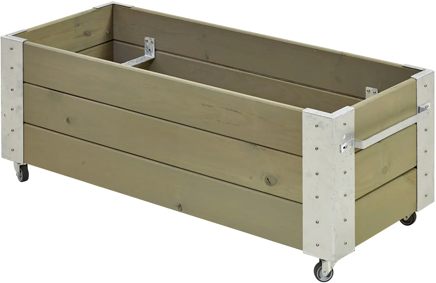 Plus Blumenkasten Cubic mit Räder Druckimpräg. RAL 7023 Graubraun