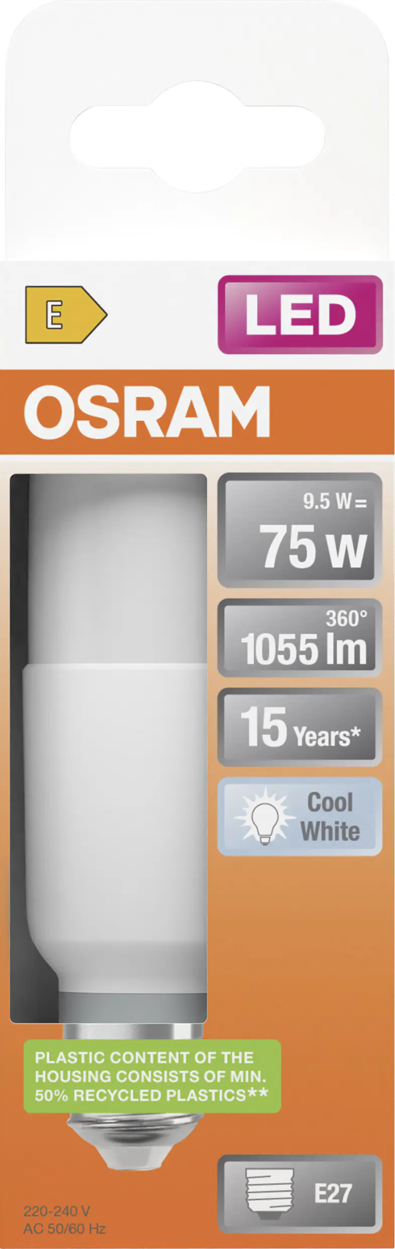 Osram LED Stiftsockellampe Pin Star E27 9W neutralweiß, weiß matt