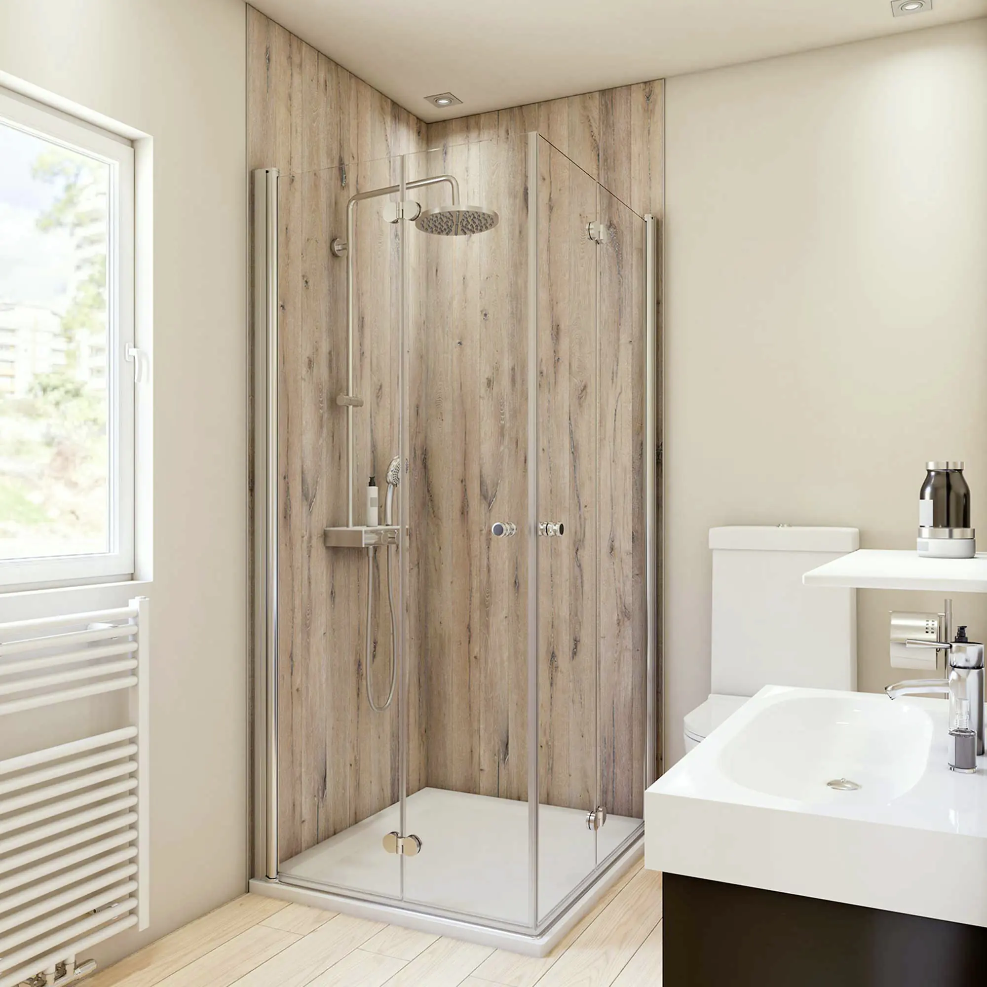 Breuer Duschrückwand Holzdekor Eiche Landhaus Dekor 150 x 255 x 0,3 cm