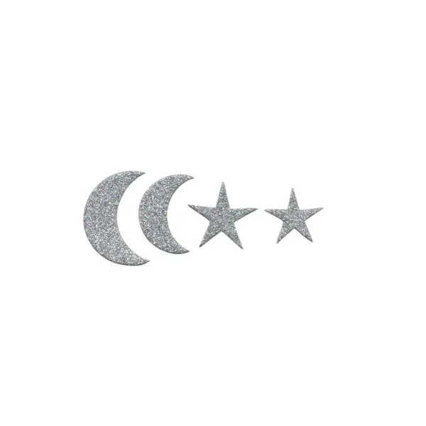 Glorex Moosgummi Sticker Mond+Sterne, 60 Stück
