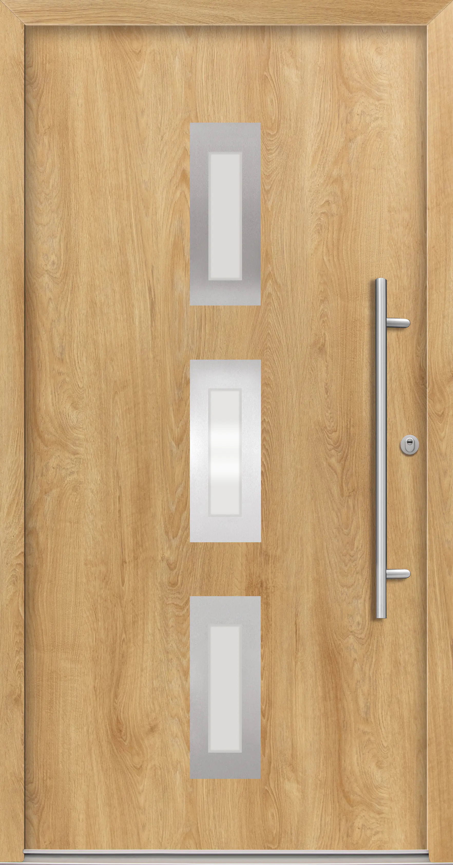 Splendoor Haustür Passivedoor Premium B02 RC2 Eiche Natur DIN Rechts 110 x 210 cm