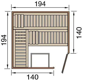 Weka Element-Ecksauna Varberg 3 mit Glastür und Fenster