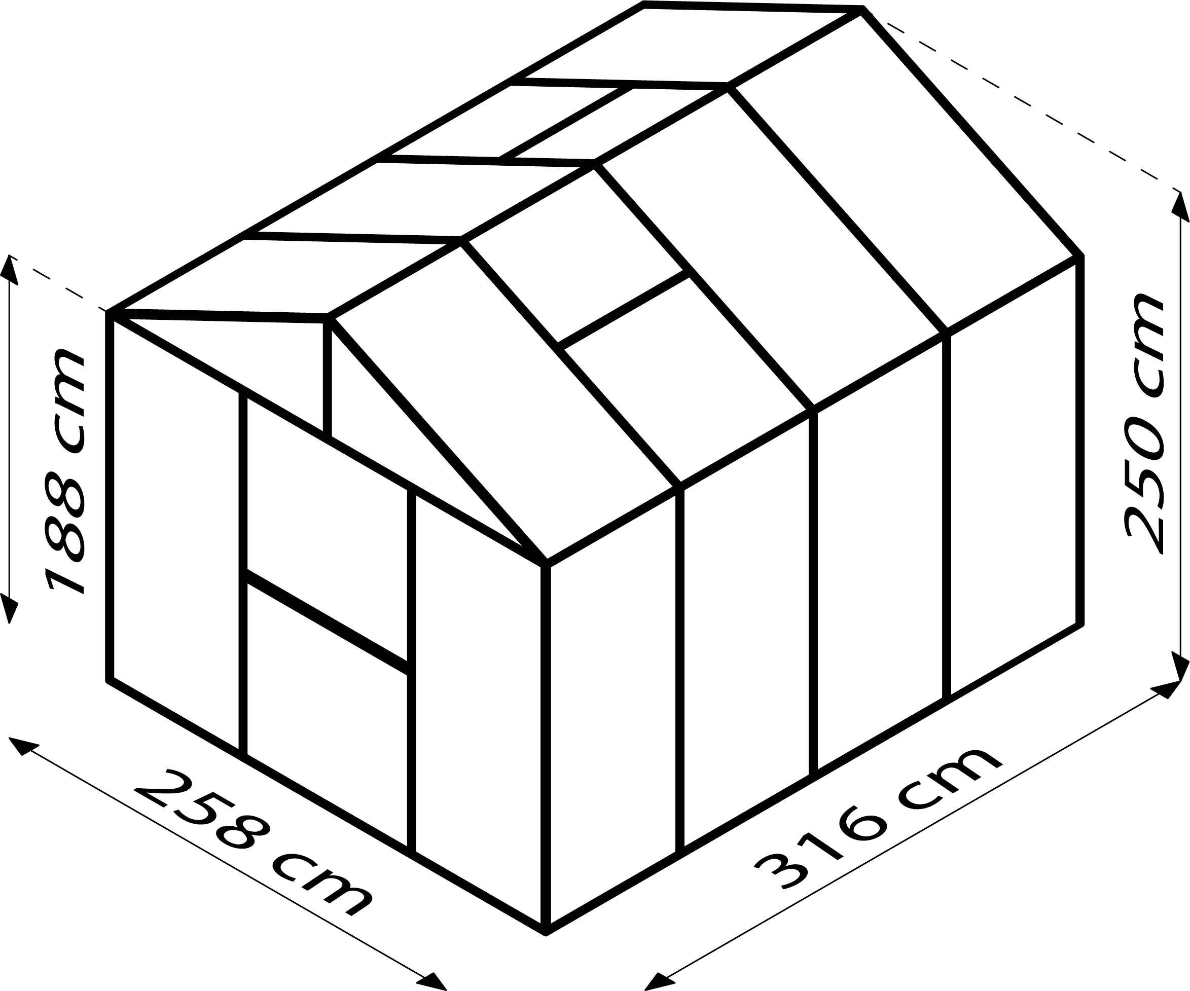 Vitavia Gewächshaus Zeus 8100 ESG 3 mm 256 x 314 cm