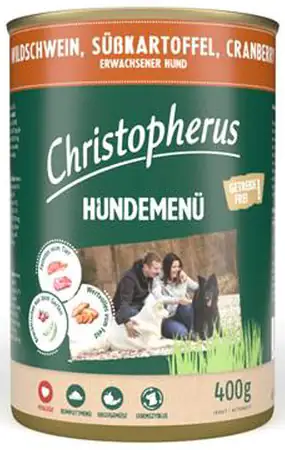 Christopherus Hundenassfutter getreidefrei 400 g Wildschwein