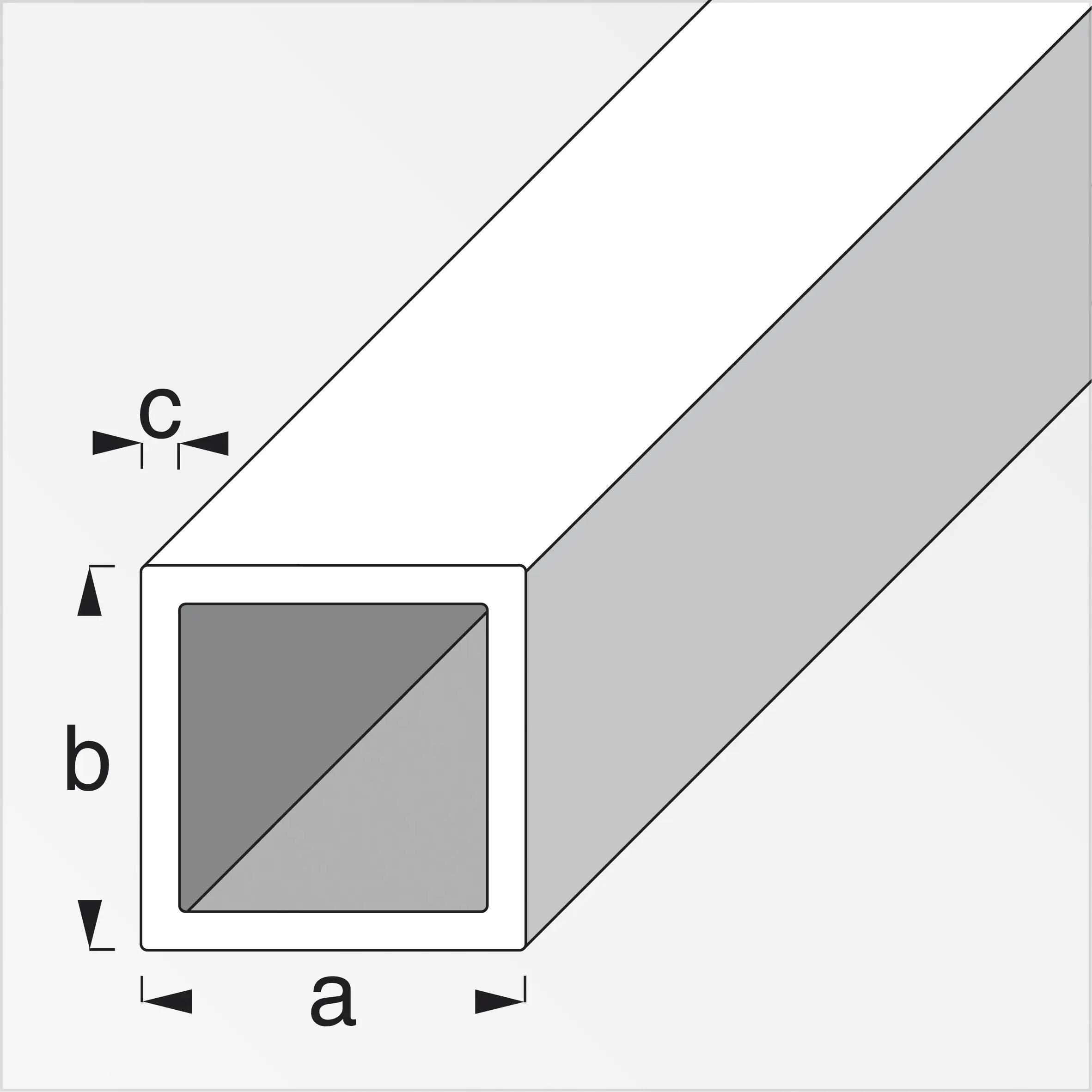 alfer Vierkantrohr 1 m, 30 x 30 x 2 mm Aluminium eloxiert silber