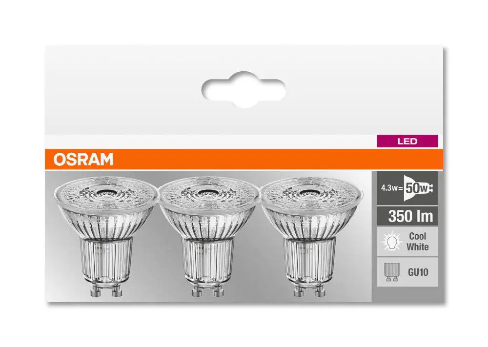 Osram LED Reflektor Base PAR 16 GU 10 - 4,3 W 3er Pack