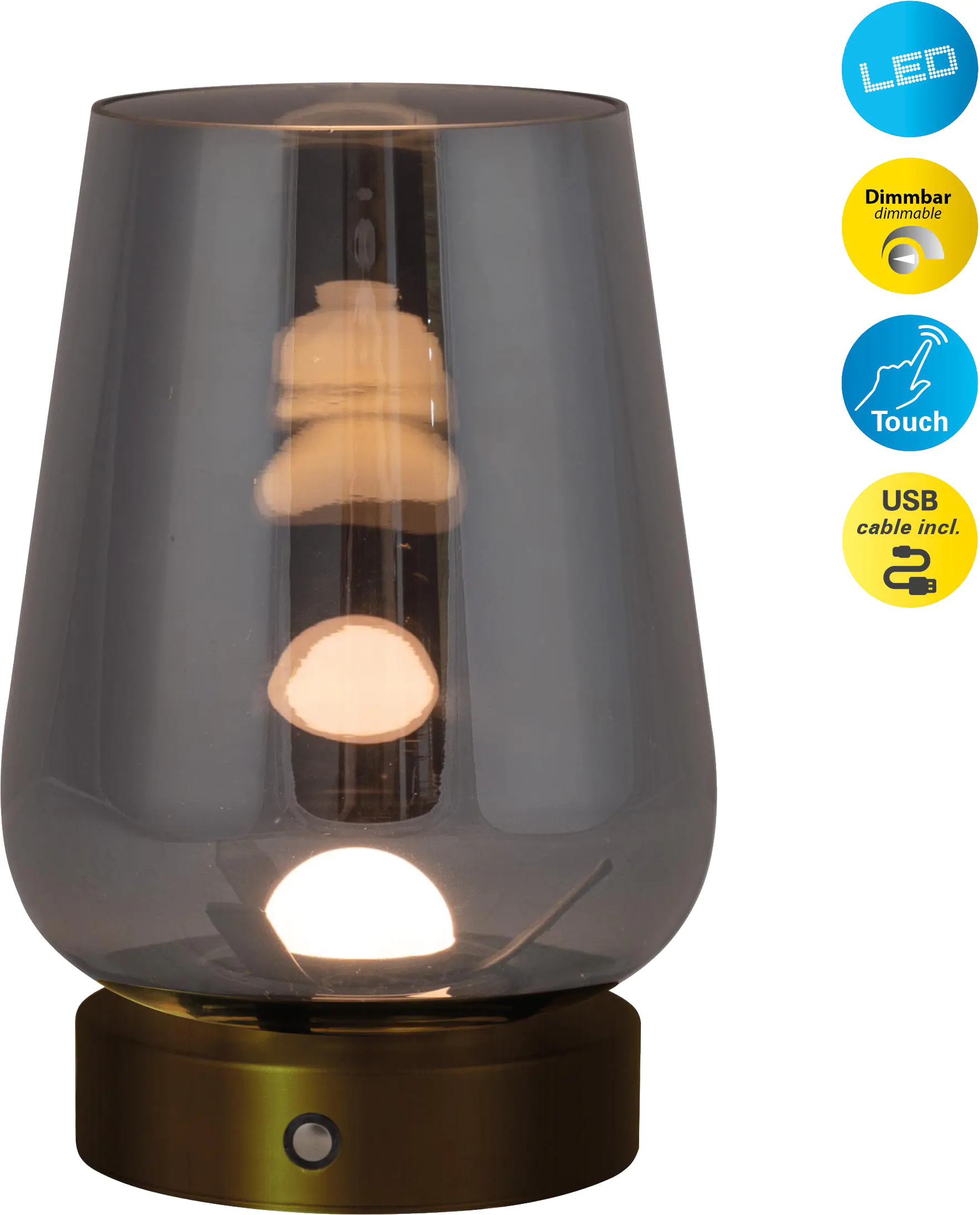 Light & More LED Akku-Tischleuchte Luisa gold dimmbar