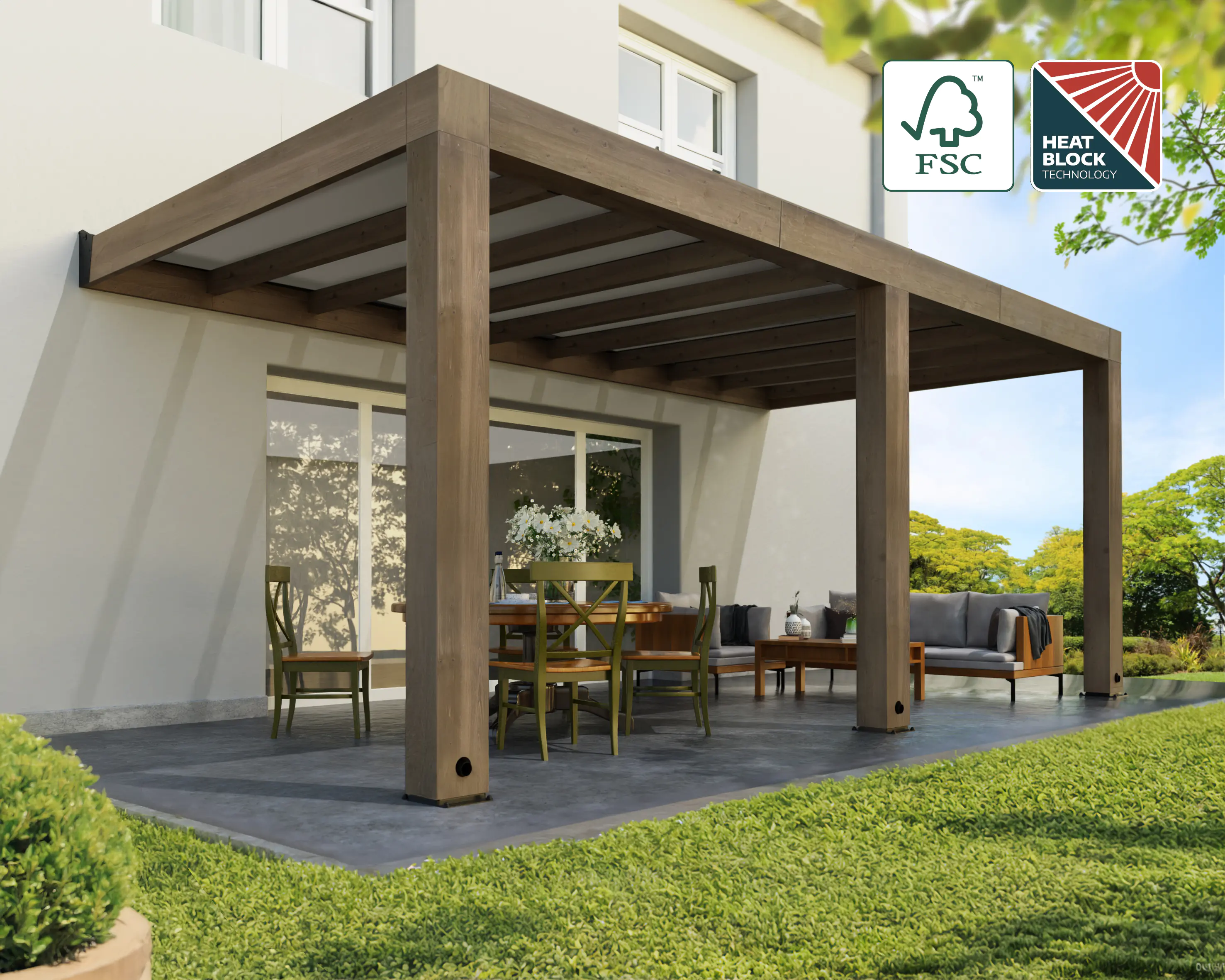 Canopia Terrassenüberdachung Helsinki Holz 600 x 294 cm braun