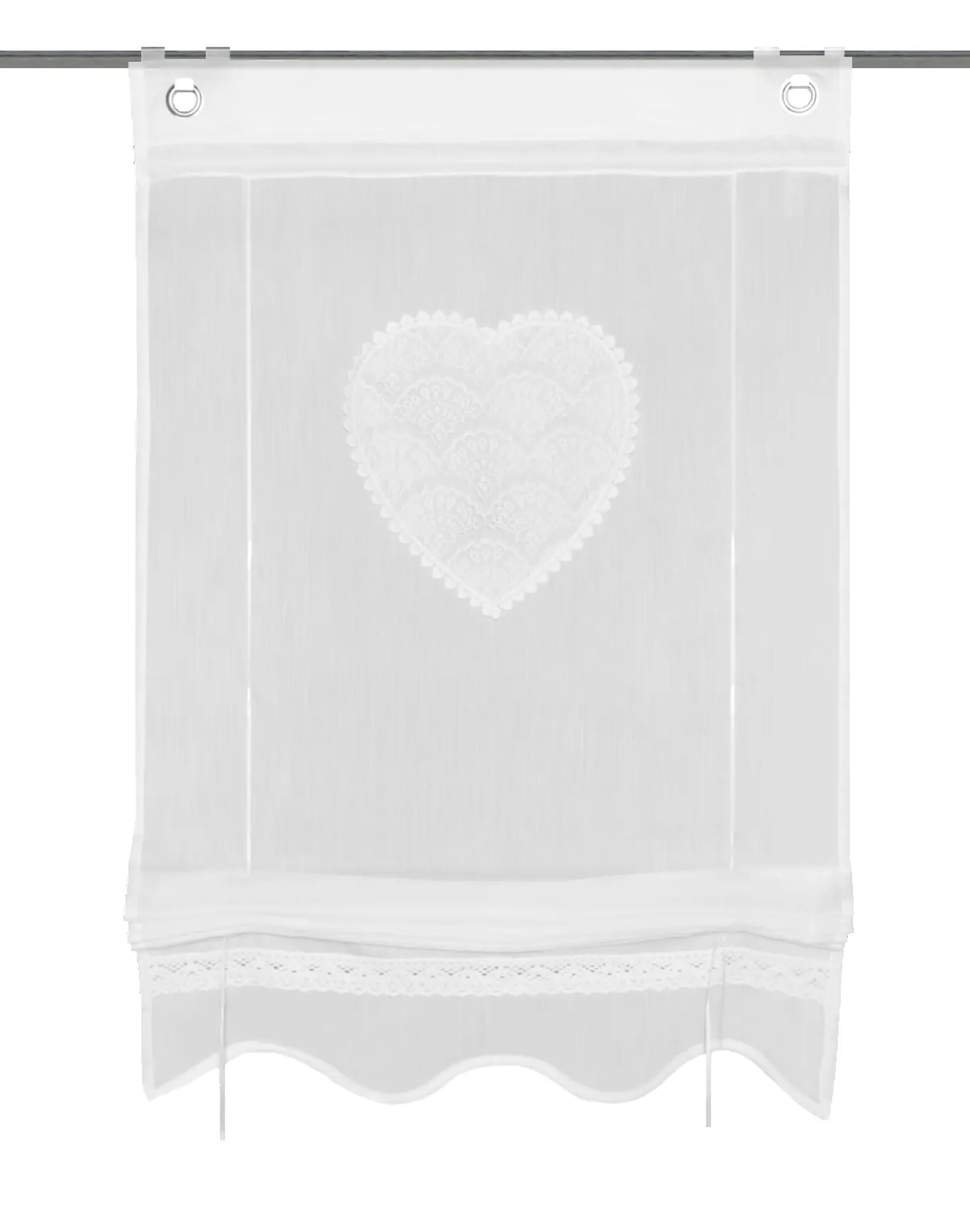 Bändchenrollo bestickt Corazon weiß 130 x 60 cm 