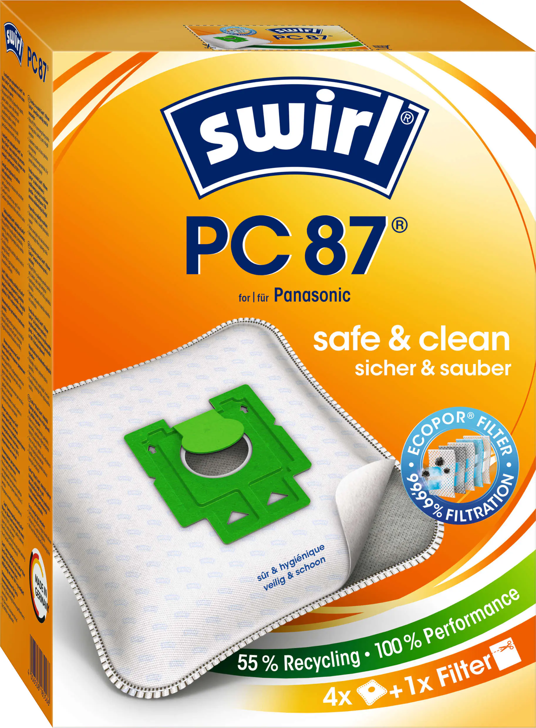 Swirl PC 87 EcoPor Staubsaugerbeutel 4 Staubbeutel + 1 Filter