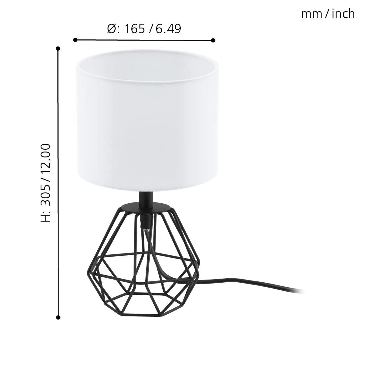 Eglo Tischleuchte Carlton 2 schwarz Ø 16,5 cm E14, max. 60 W
