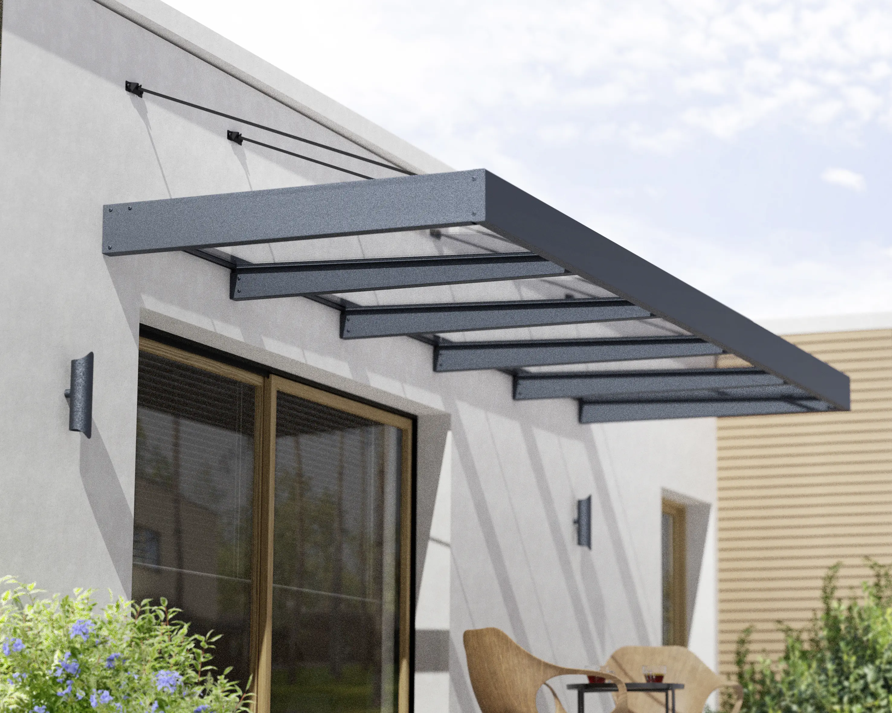 Canopia Vordach Sophia XL 5000 Grau Alu 471 x 140 cm